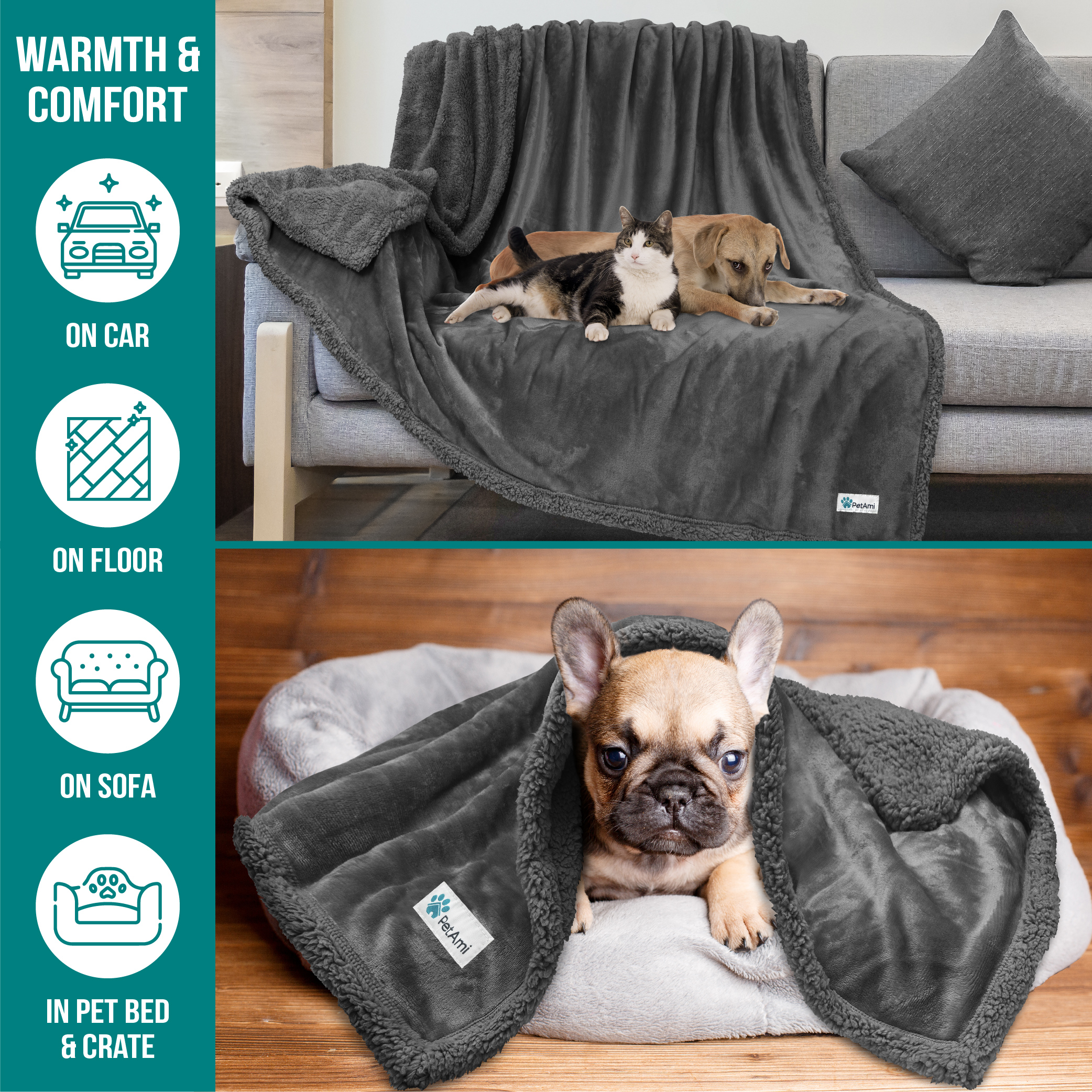 Haustierdecke für kleine mittelgroße Hunde Welpen Katze Kätzchen wendbar weiches Fleece Sherpa - Bild 39 von 70