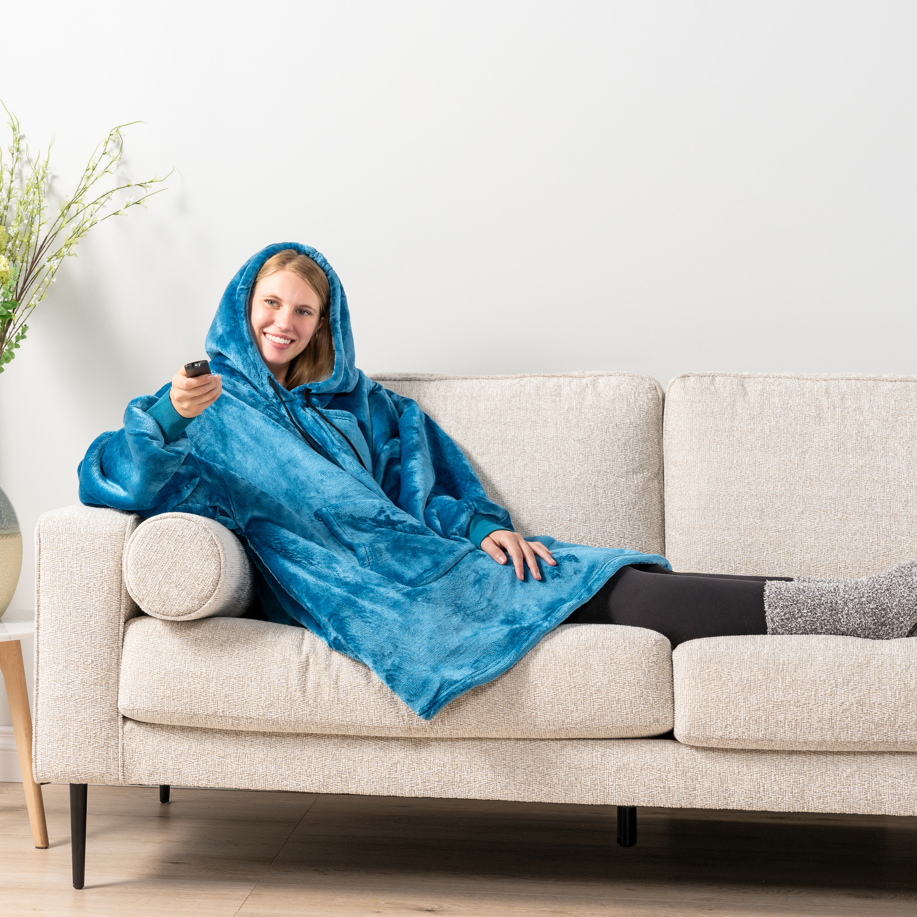 Manta Sudadera Sherpa Forro Felpa Suave Cómoda Vellón Gran Tamaño Sudadera con Capucha Bolsillo - Imagen 105 de 118
