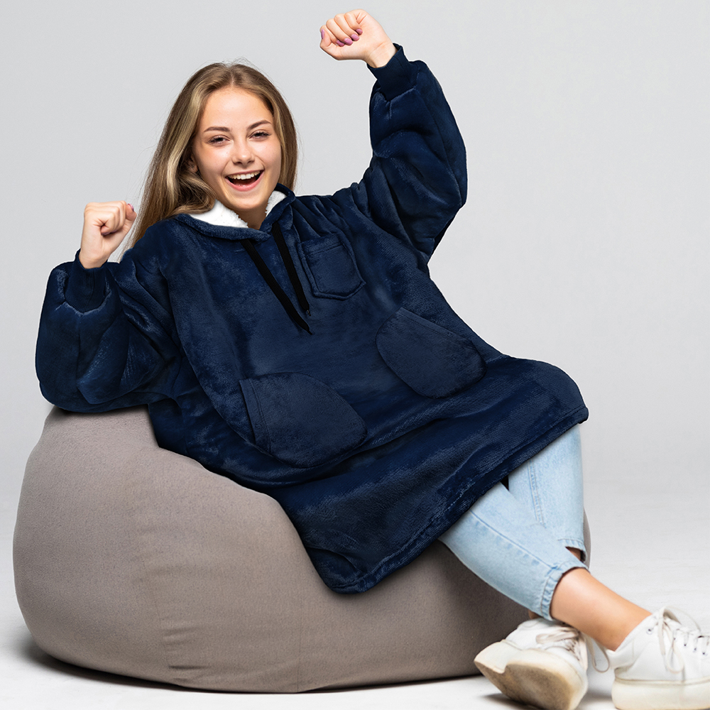 Blanket Sweatshirt Sherpa Lining Comfy Fleece Oversized Hoodie for Kids Teens - Picture 35 of 71