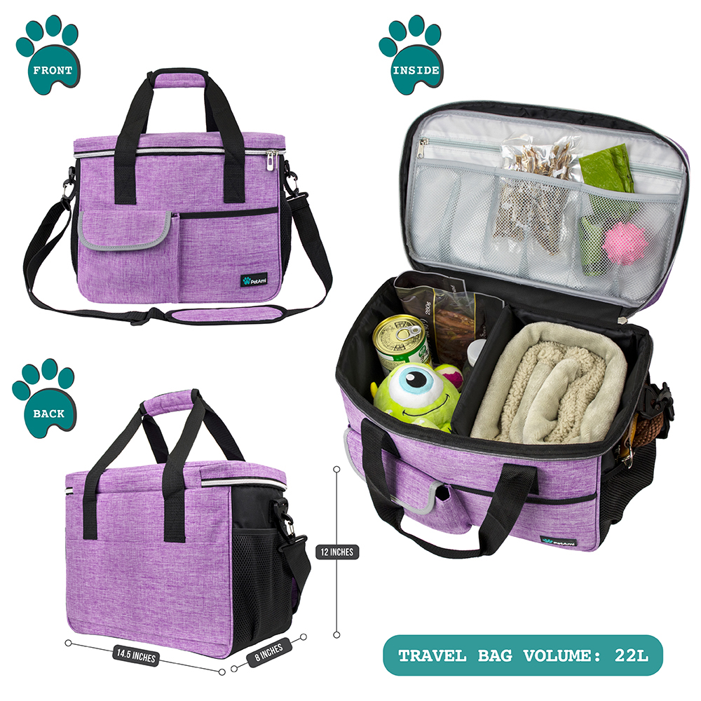 Pet Supply Travel Bag Set Weekend Tote Dog Gear Food Carrier Accessory Organizer - Picture 41 of 59