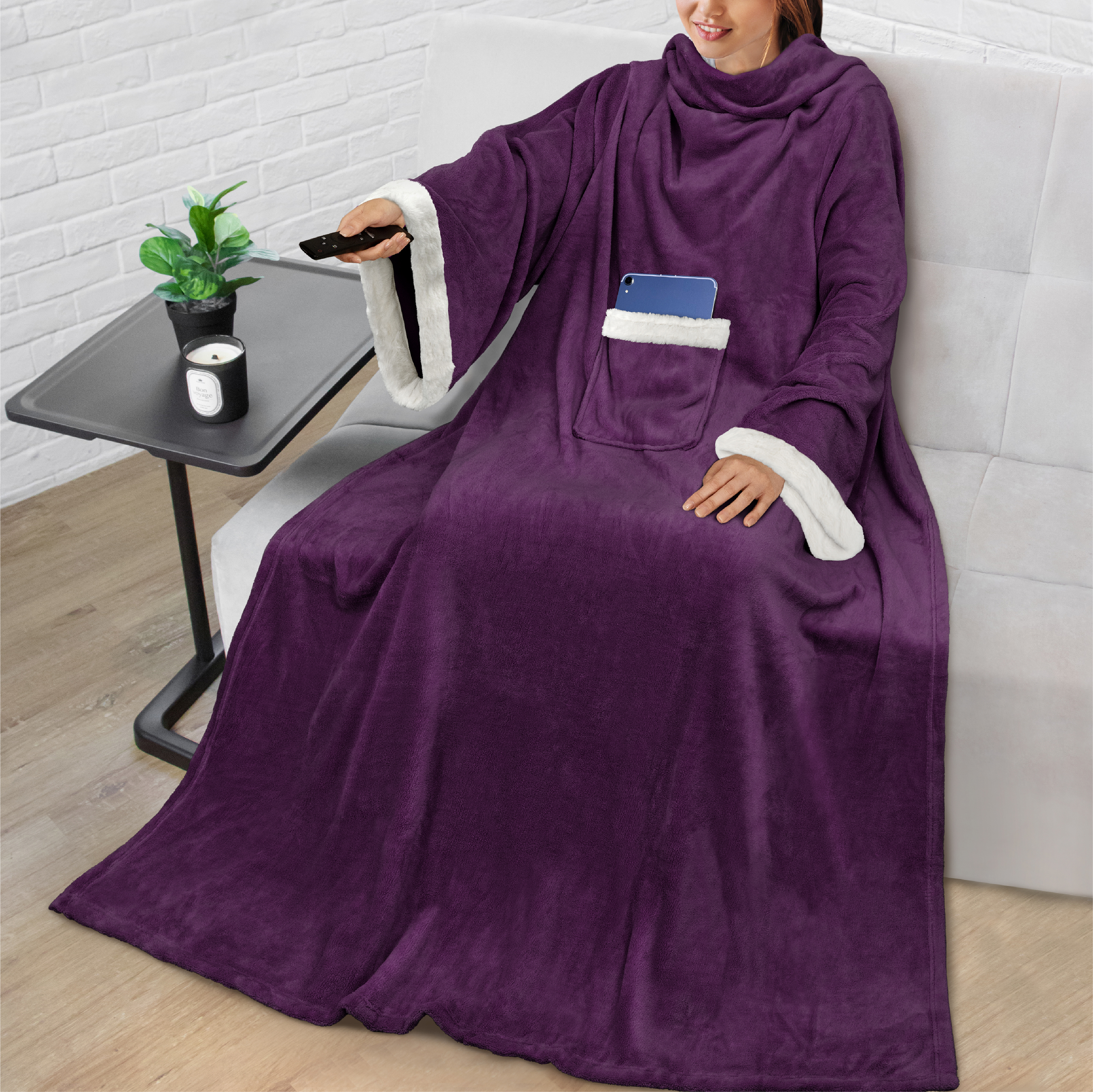 Manta Usable con Mangas Bolsillo Vellón Cálida TV Salón Manta Regalo Adultos - Imagen 78 de 117