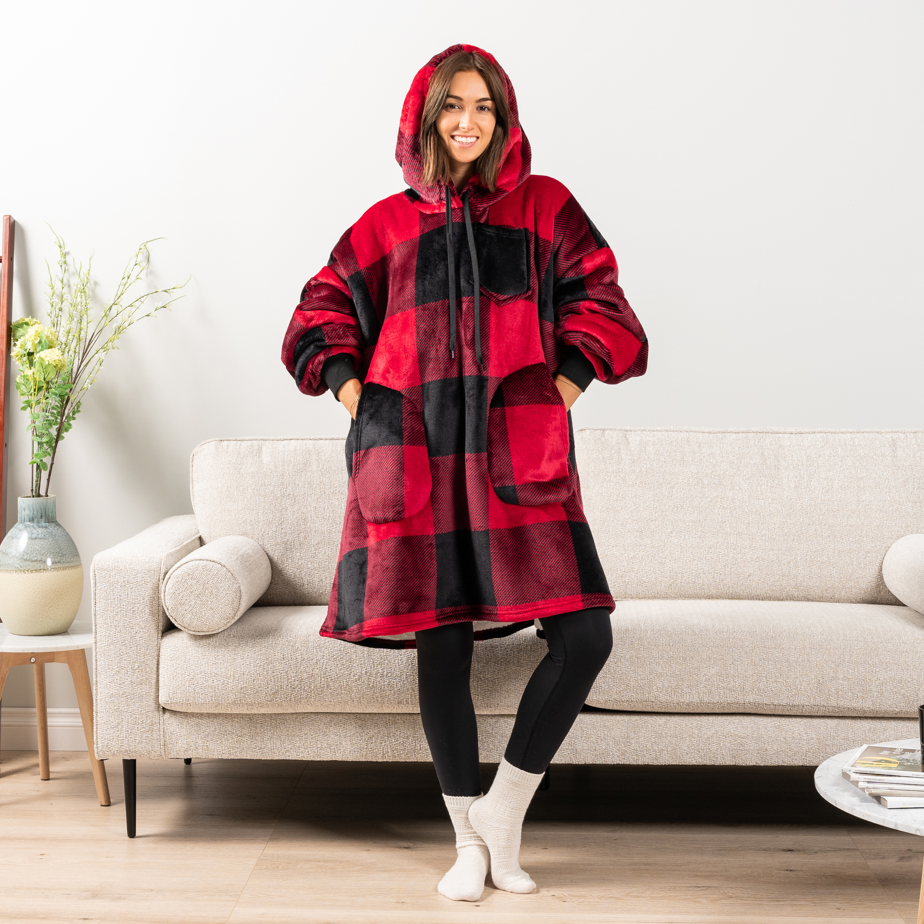 Manta Sudadera Sherpa Forro Felpa Suave Cómoda Vellón Gran Tamaño Sudadera con Capucha Bolsillo - Imagen 79 de 118