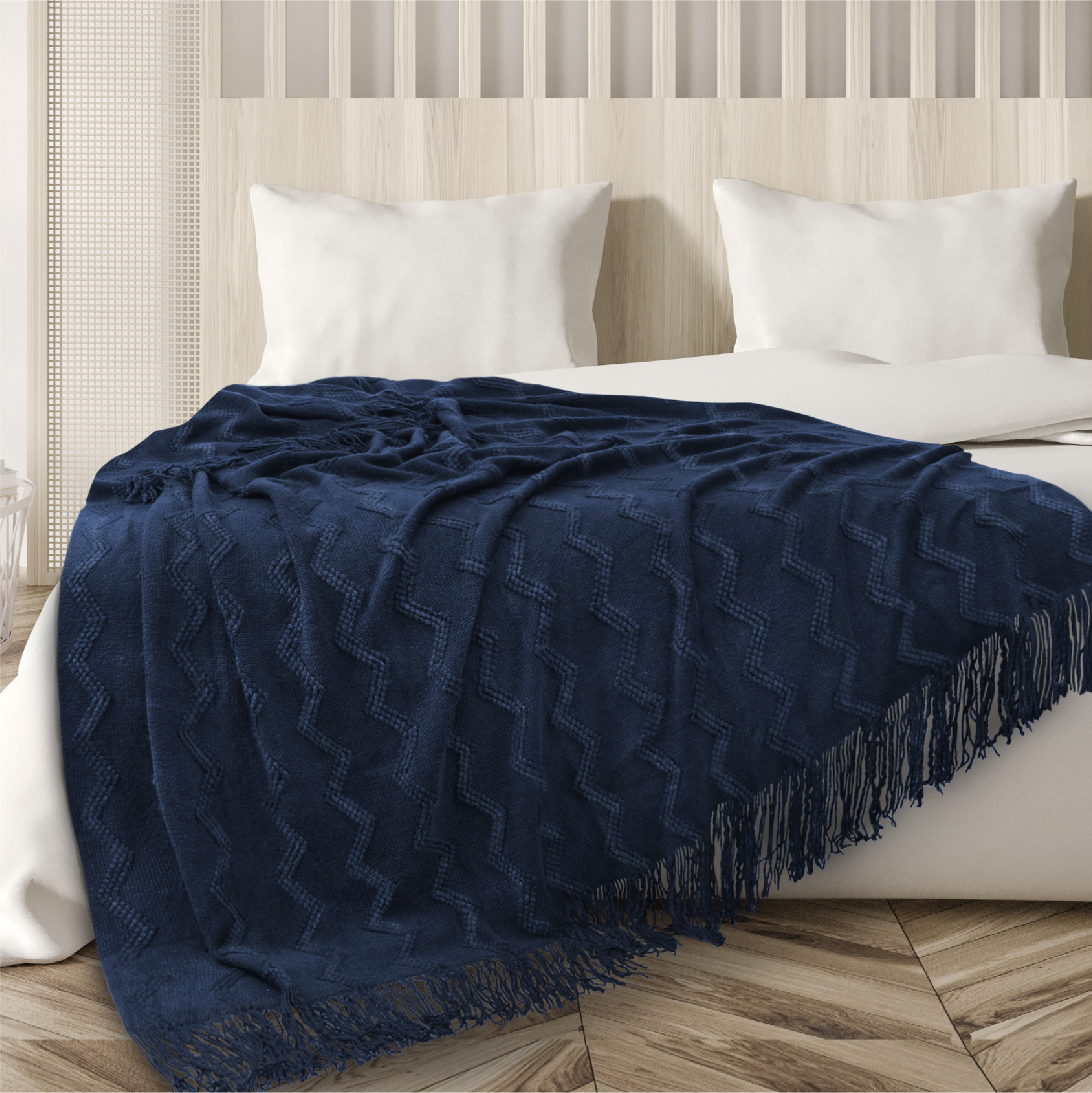 Textured Knitted Fringe Throw Blanket Decorative for Couch Sofa Bed Lightweight - Picture 104 of 142