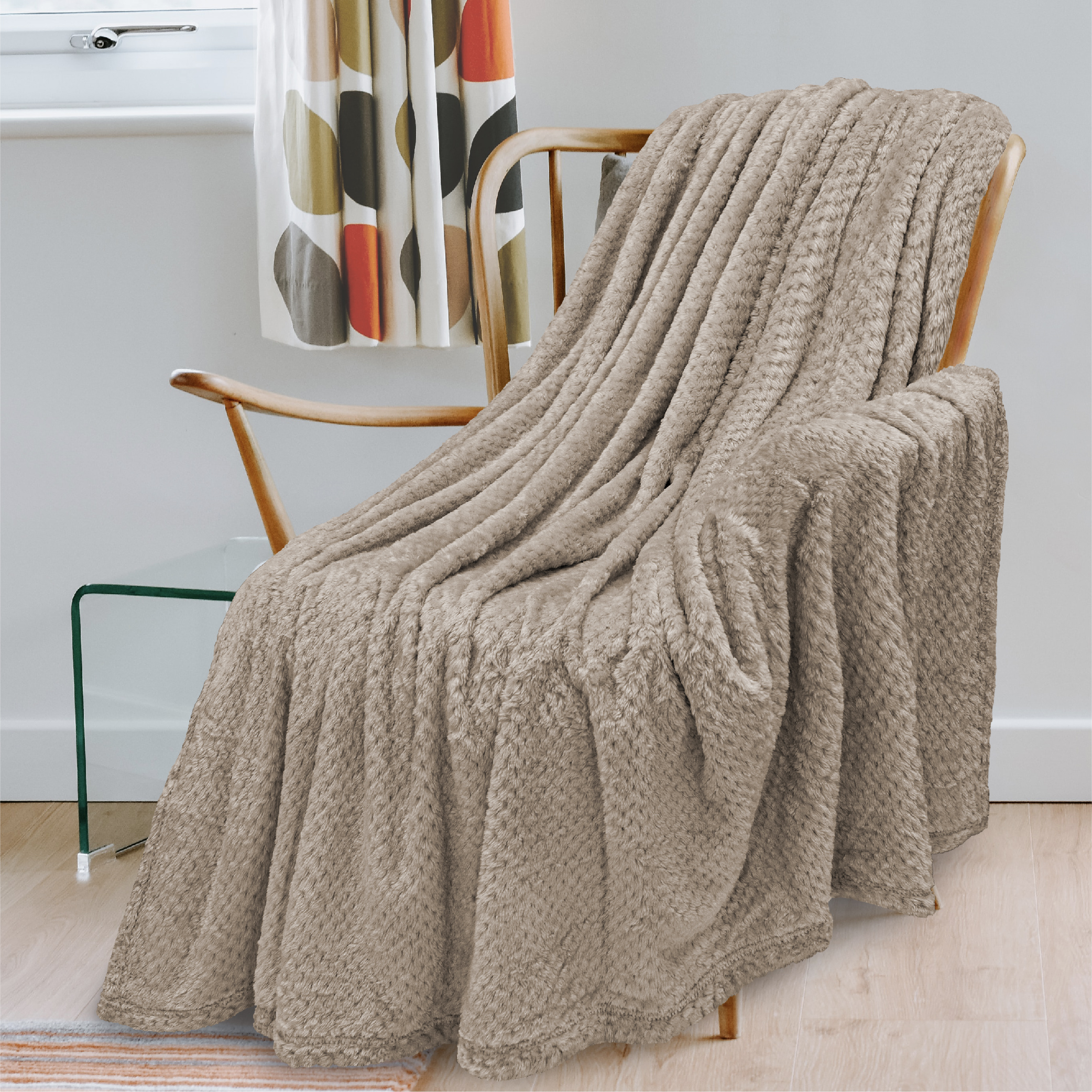 Throw Blanket for Sofa Couch Bed Lightweight Microfiber Polyester Waffle Pattern - Picture 169 of 190