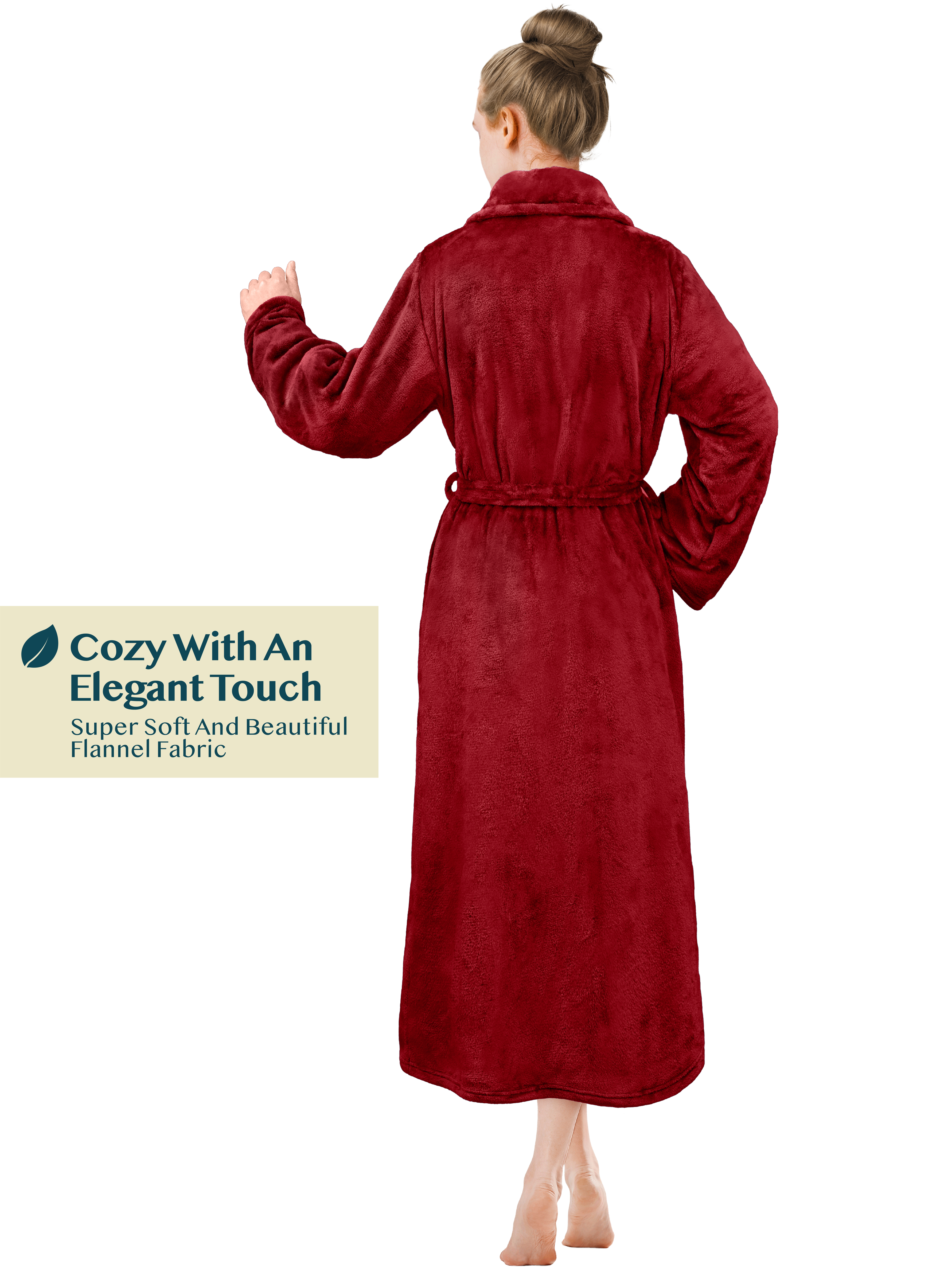 Womens Robe Fleece Bathrobe Long Warm Spa Bath Robe Shower Lightweight Plus Size - Picture 10 of 50