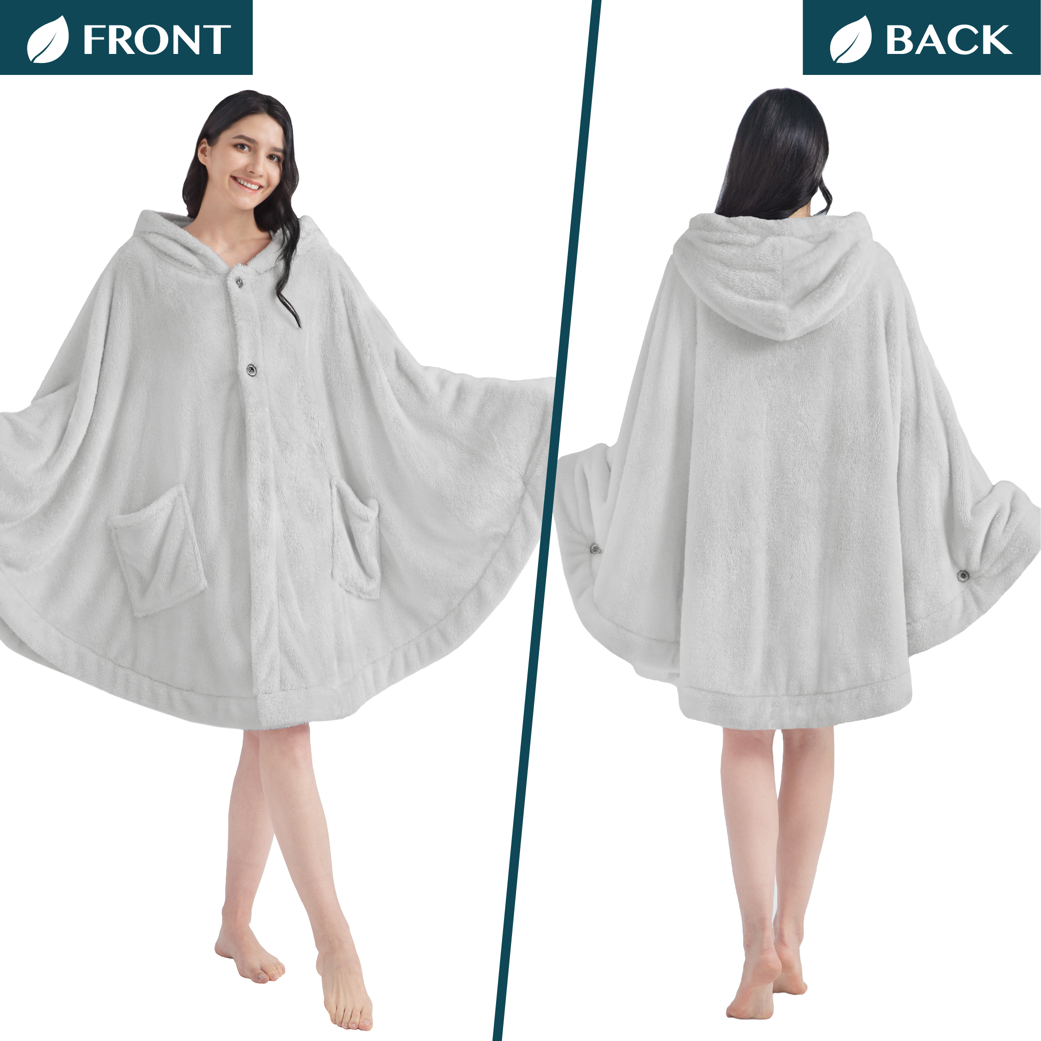 Poncho Manta con Capucha Usable Mantón Envoltura Capucha Bolsillos Suave Esponjoso Regalo - Imagen 51 de 81