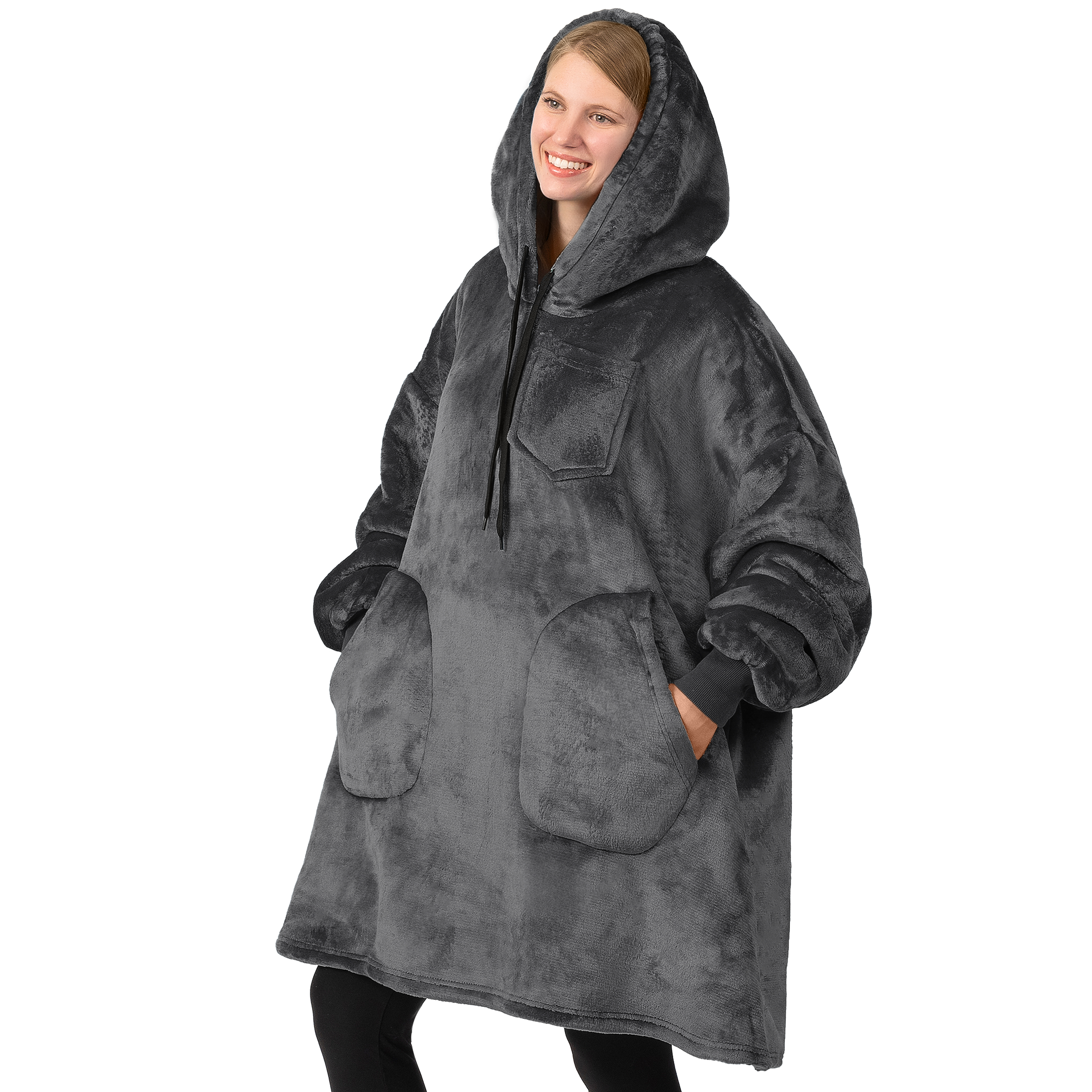 Manta Sudadera Sherpa Forro Felpa Suave Cómoda Vellón Gran Tamaño Sudadera con Capucha Bolsillo - Imagen 47 de 118