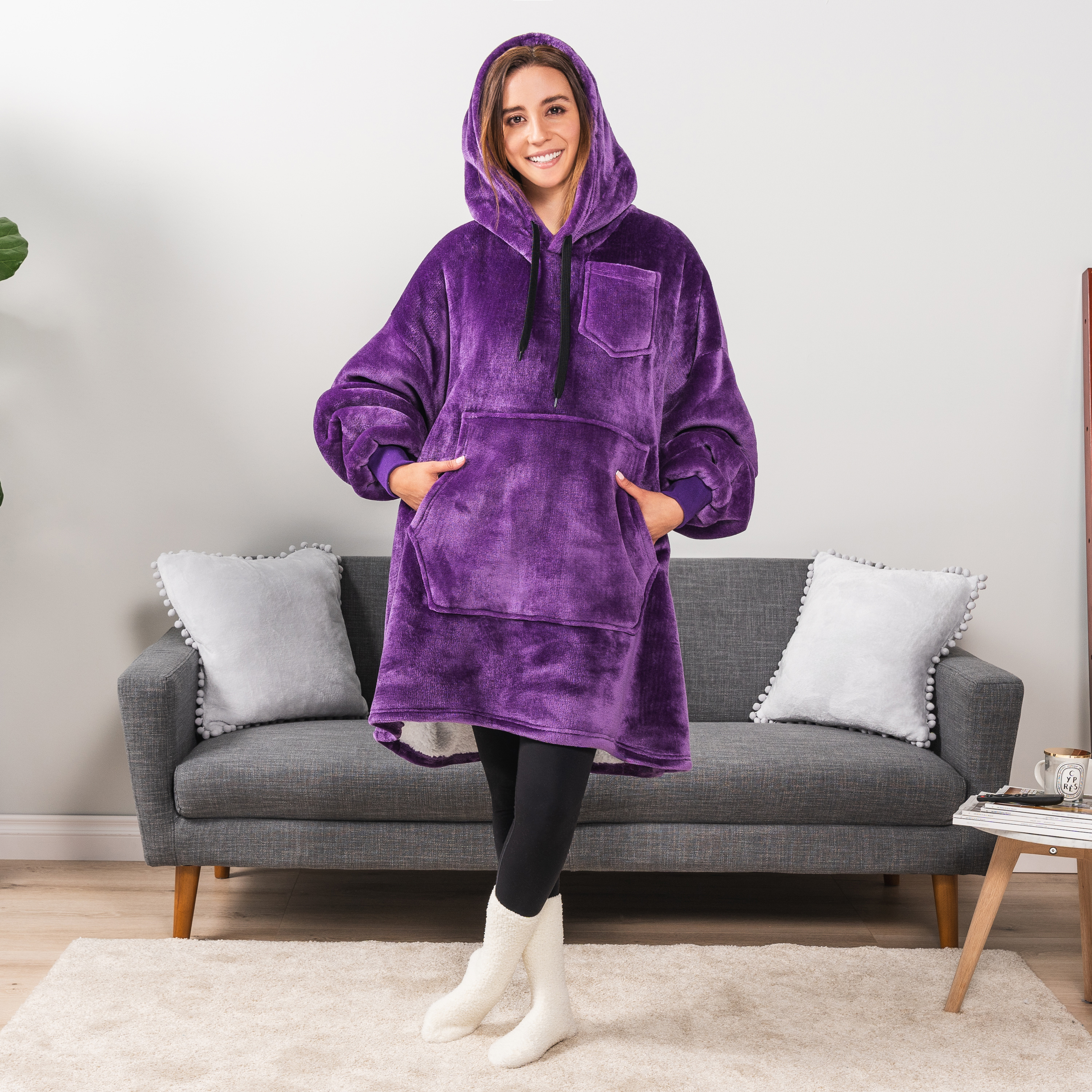 Blanket Sweatshirt Sherpa Plush Soft Comfy Fleece Oversized Hoodie Pocket Gift - Picture 87 of 117