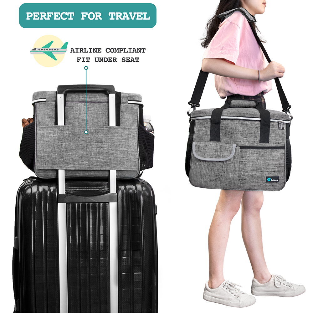 Pet Supply Travel Bag Set Weekend Tote Dog Gear Food Carrier Accessory Organizer - Picture 24 of 59