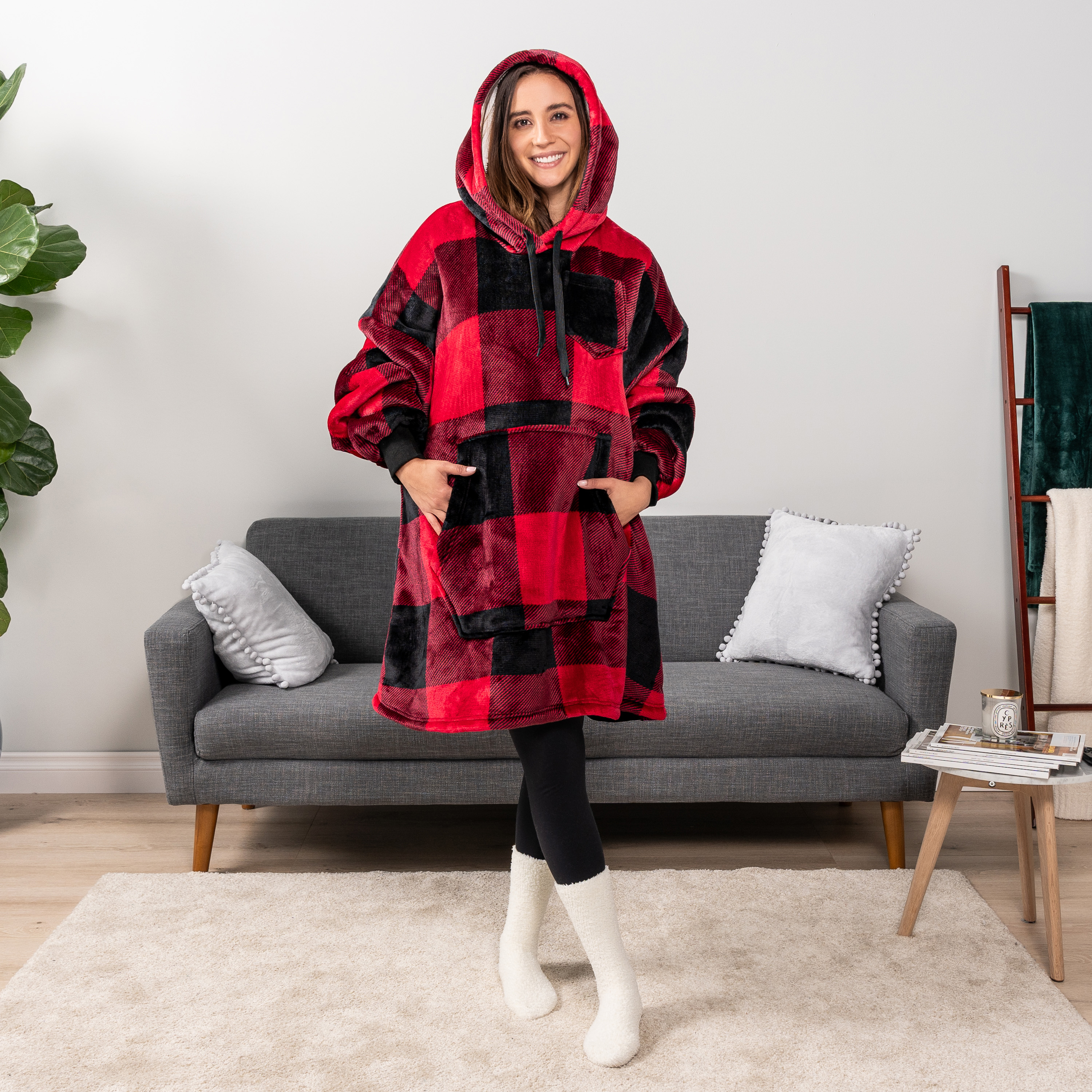 Blanket Sweatshirt Sherpa Plush Soft Comfy Fleece Oversized Hoodie Pocket Gift - Picture 77 of 117
