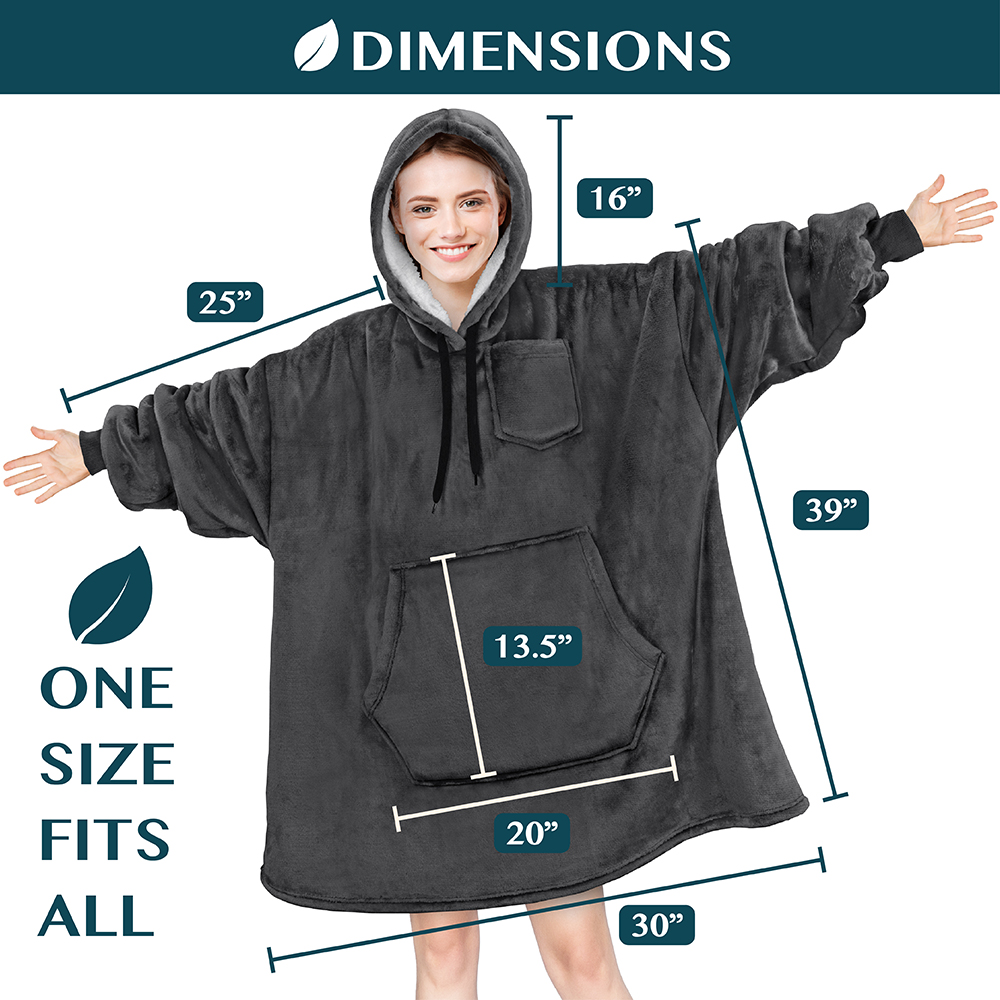 Blanket Sweatshirt Sherpa Plush Soft Comfy Fleece Oversized Hoodie Pocket Gift - Picture 53 of 117