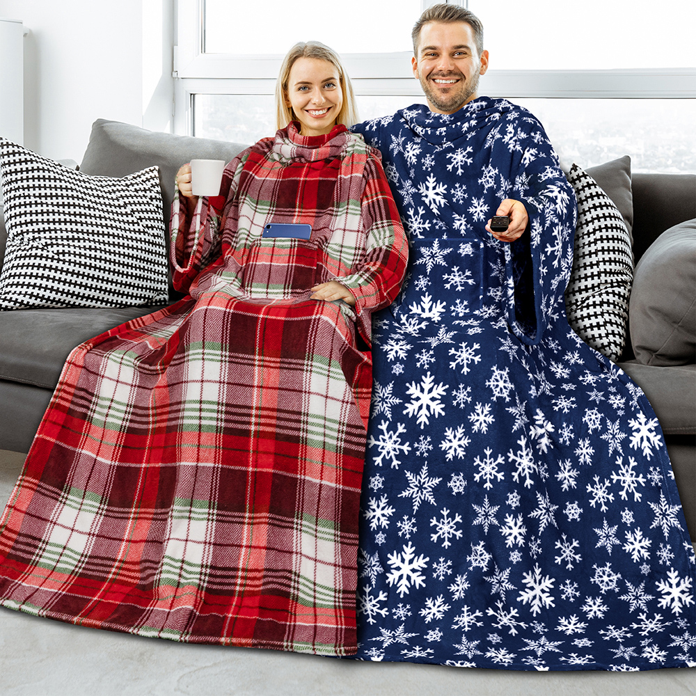 Manta portátil de Navidad con mangas de lana suave vestido acurrucado sofá sofá sofá sofá - Imagen 19 de 57