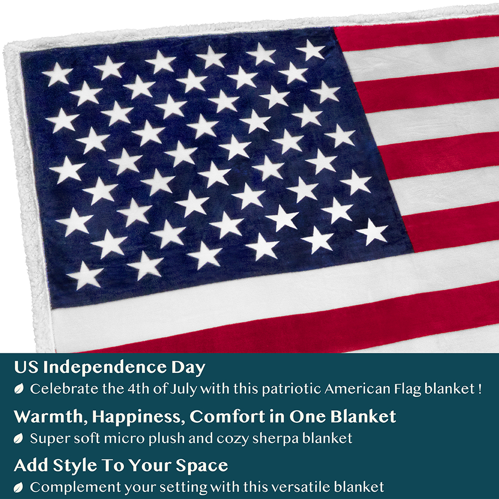 US Flagge Patriotische Decke Amerikanische Nationalflagge Überwurf Decke USA Weich Fleece - Bild 10 von 13