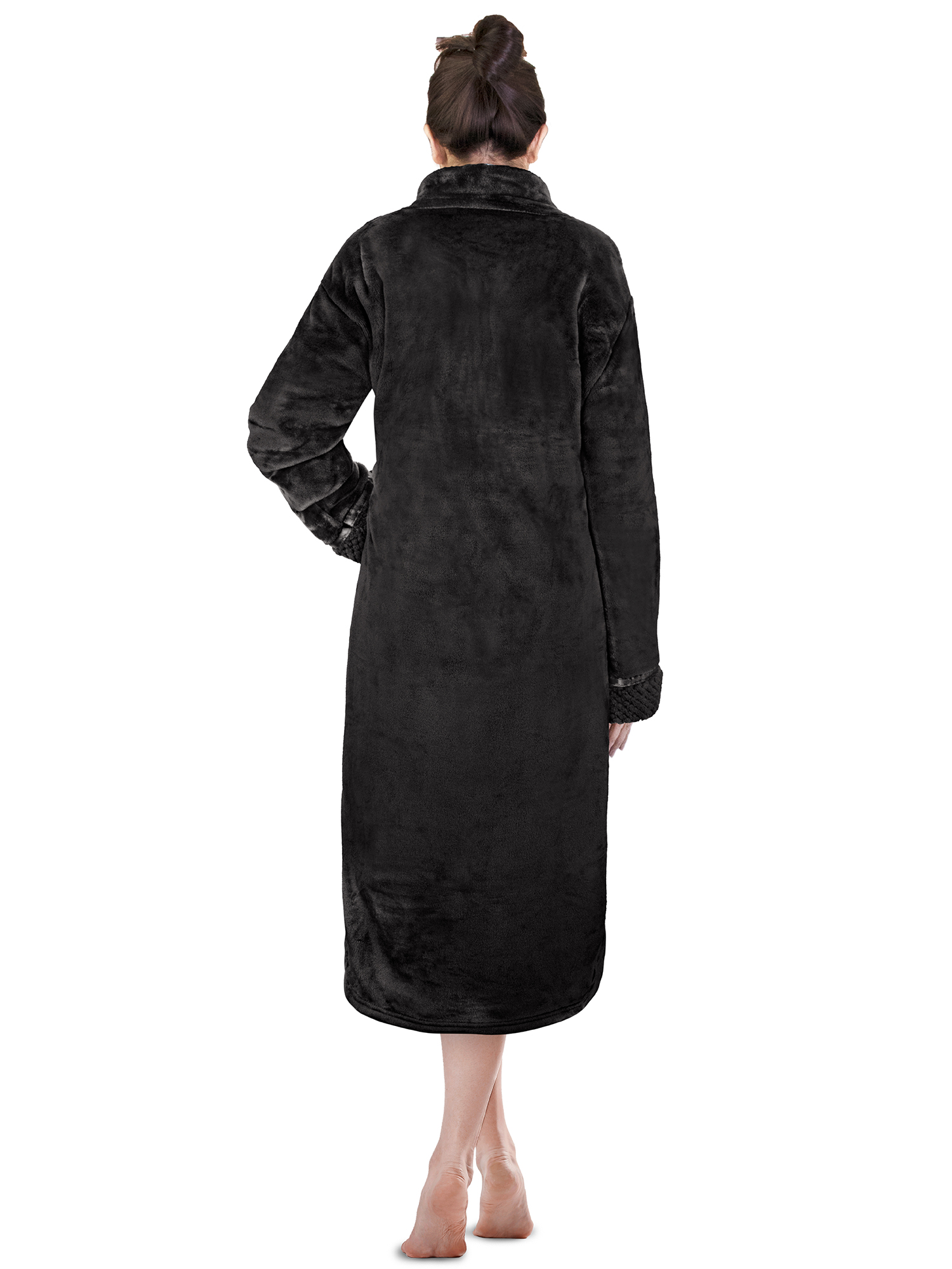 Women Zipper Robe Housecoat Fleece Lounger Front Zip Up Robe Full Length Ladies - Picture 13 of 85