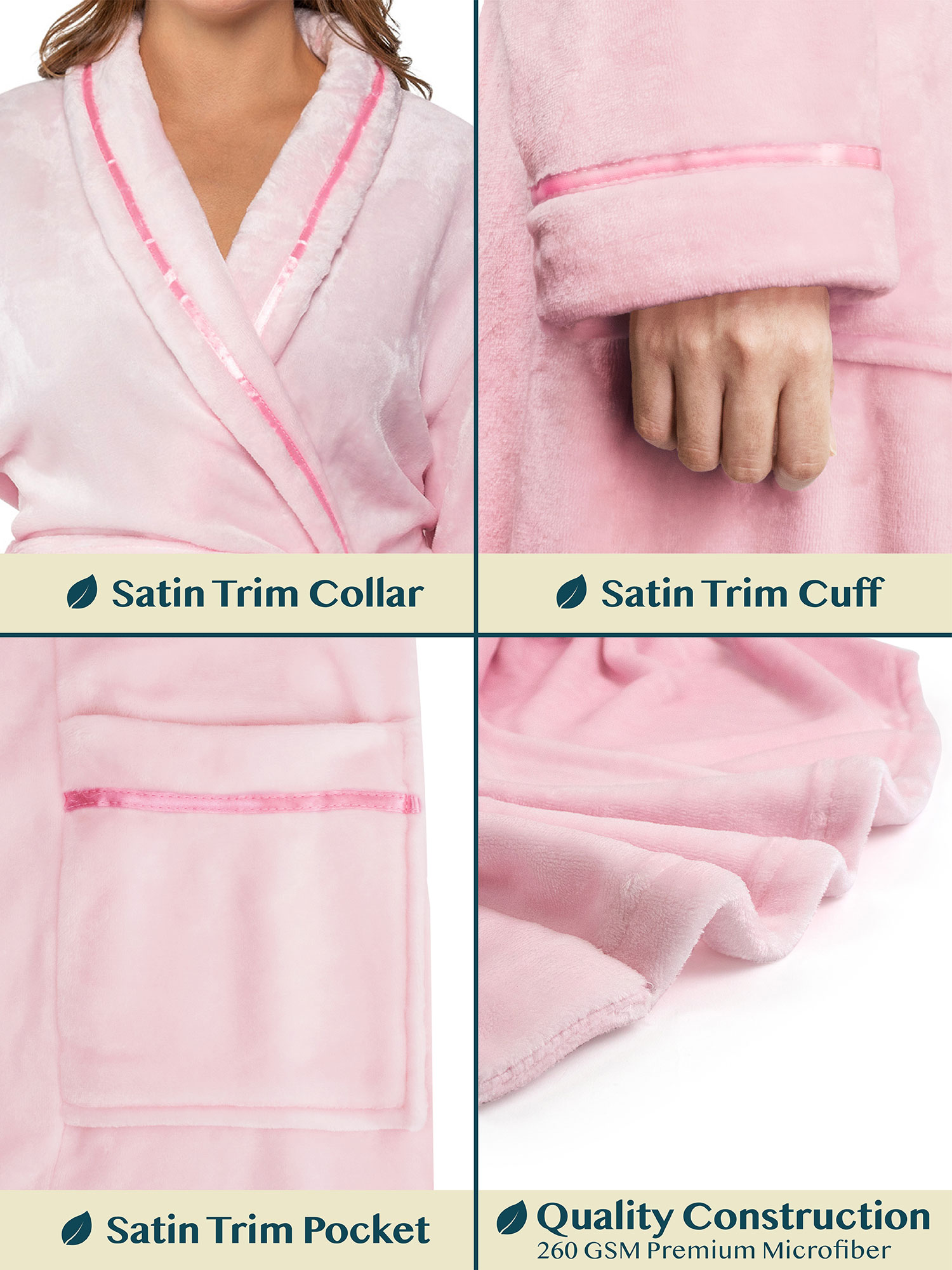 Women Fleece Bath Robe Plush Shawl Collar Spa Robe Soft Microfiber Long Bathrobe - Picture 57 of 99