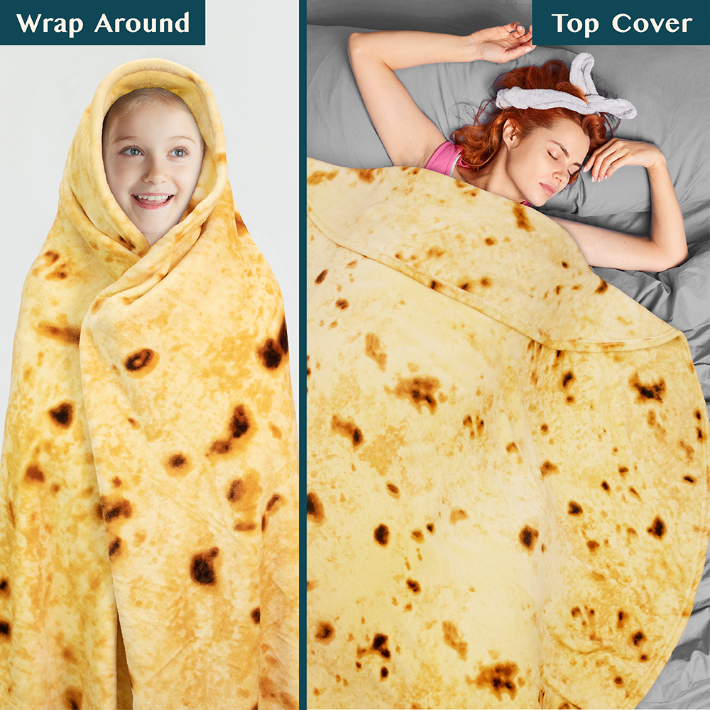Tortilla Blanket Burrito Wrap Throw Food Blanket Funny Gag Adult Gift Taco Corn - Picture 18 of 25
