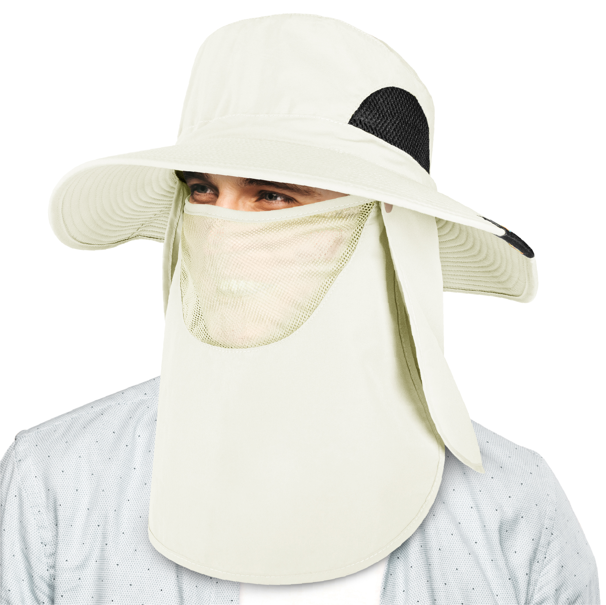 Men Women UV Protection Sun Hats Neck Face Flap Cap Wide Brim Fishing Bucket Hat - Picture 33 of 48