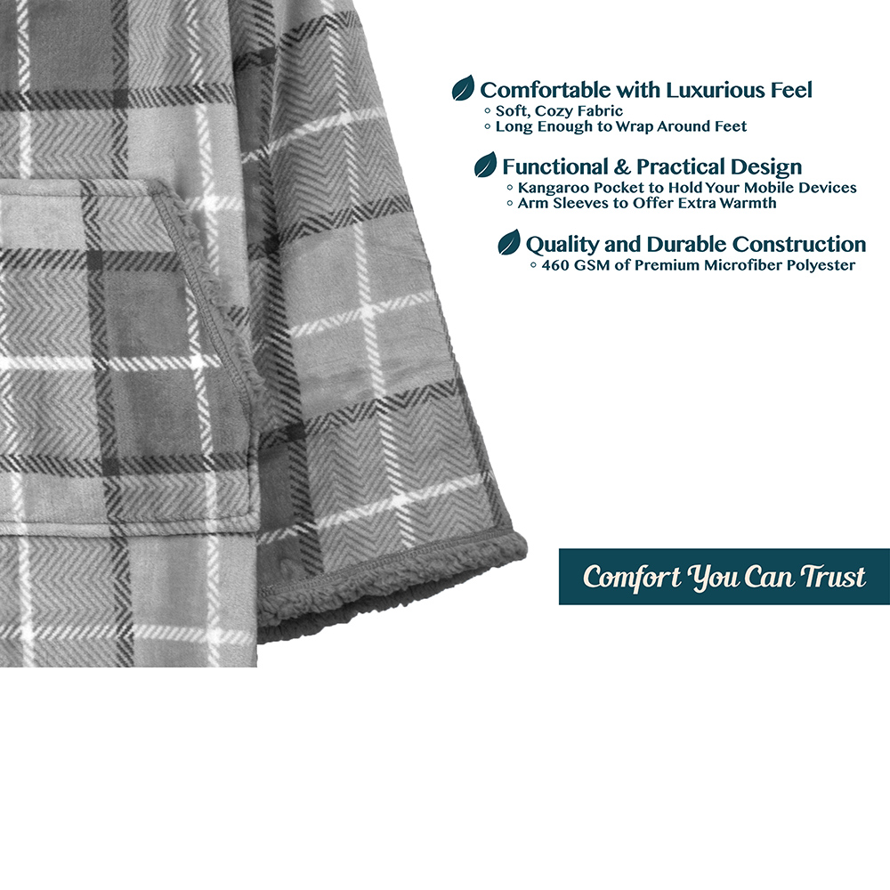Fleece Wearable TV Blanket with Sleeves Front Pocket Robe Warn Soft Blanket Gift - Picture 121 of 168