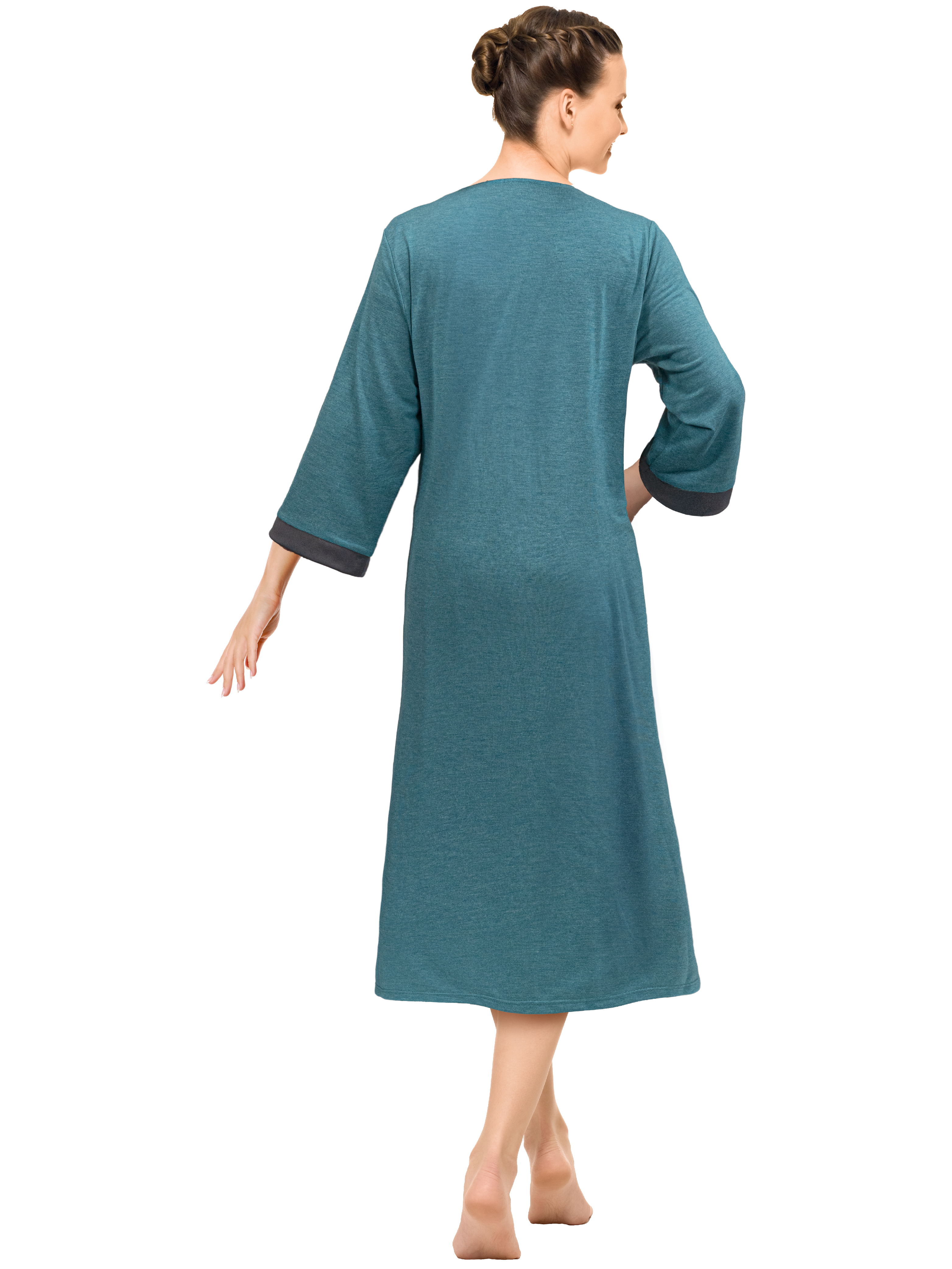 Mujeres Cremallera Abrigo Tumbona Cremallera Damas Bata Ligero Casa Abrigo Vestido - Imagen 27 de 40