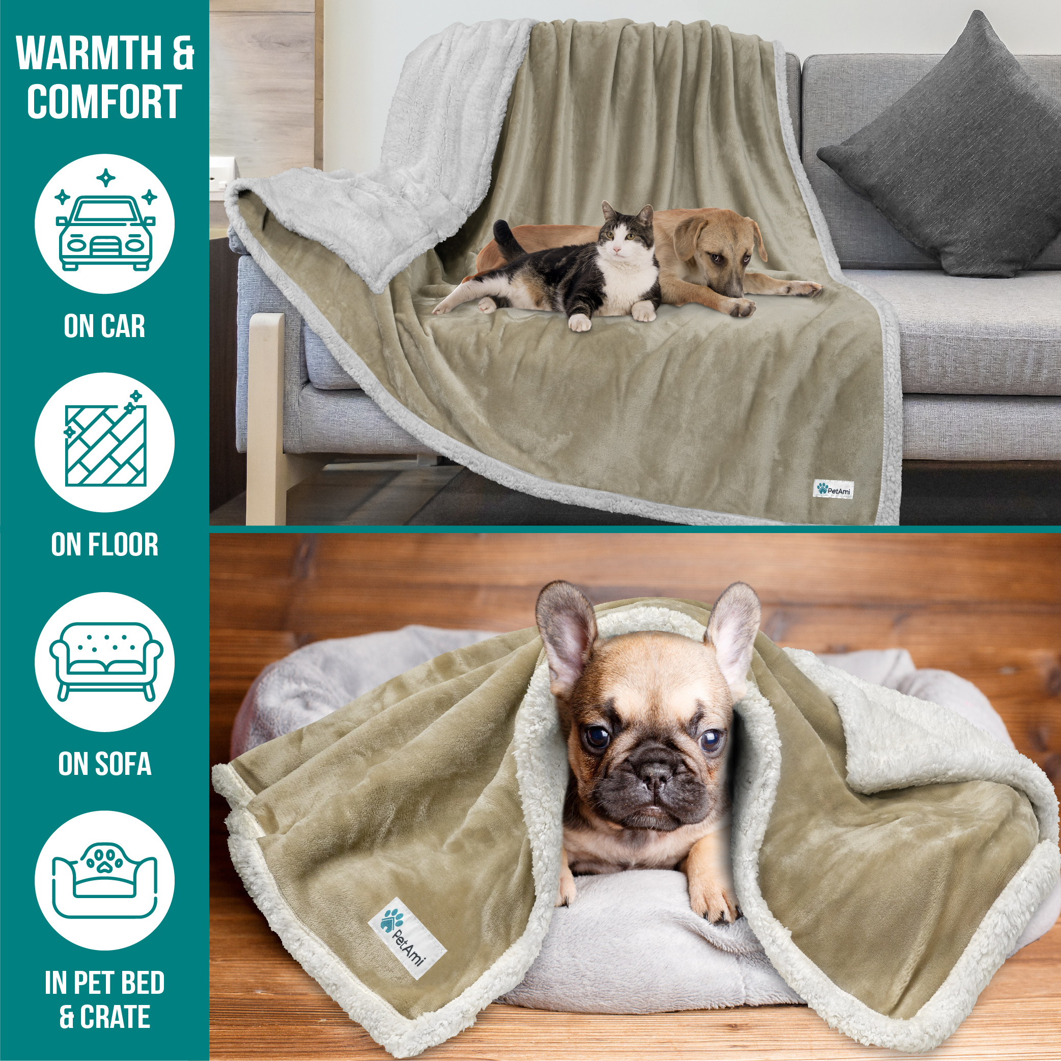 Haustierdecke für kleine mittelgroße Hunde Welpen Katze Kätzchen wendbar weiches Fleece Sherpa - Bild 45 von 70
