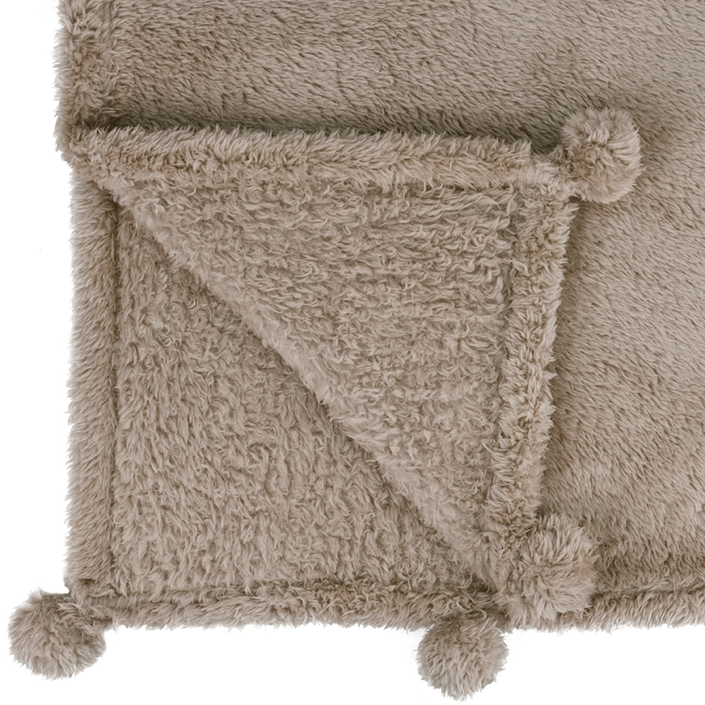 Soft Fuzzy Cozy Pom Pom Throw Blanket with Fluffy Sherpa Fleece for Sofa Couch - Picture 74 of 100