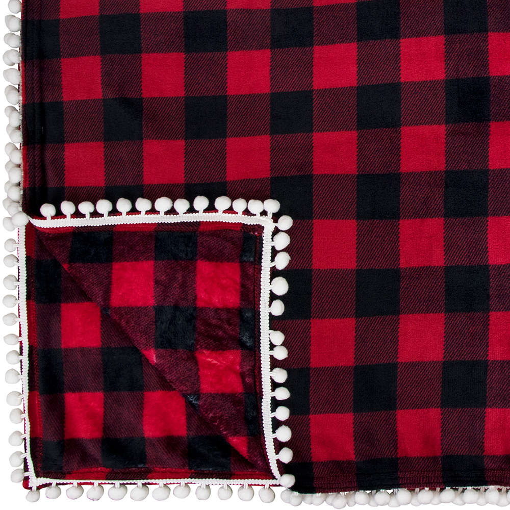 thumbnail 25 - Plaid Buffalo Checker Pom Pom Fringe Throw Blanket Soft Fleece for Sofa Couch