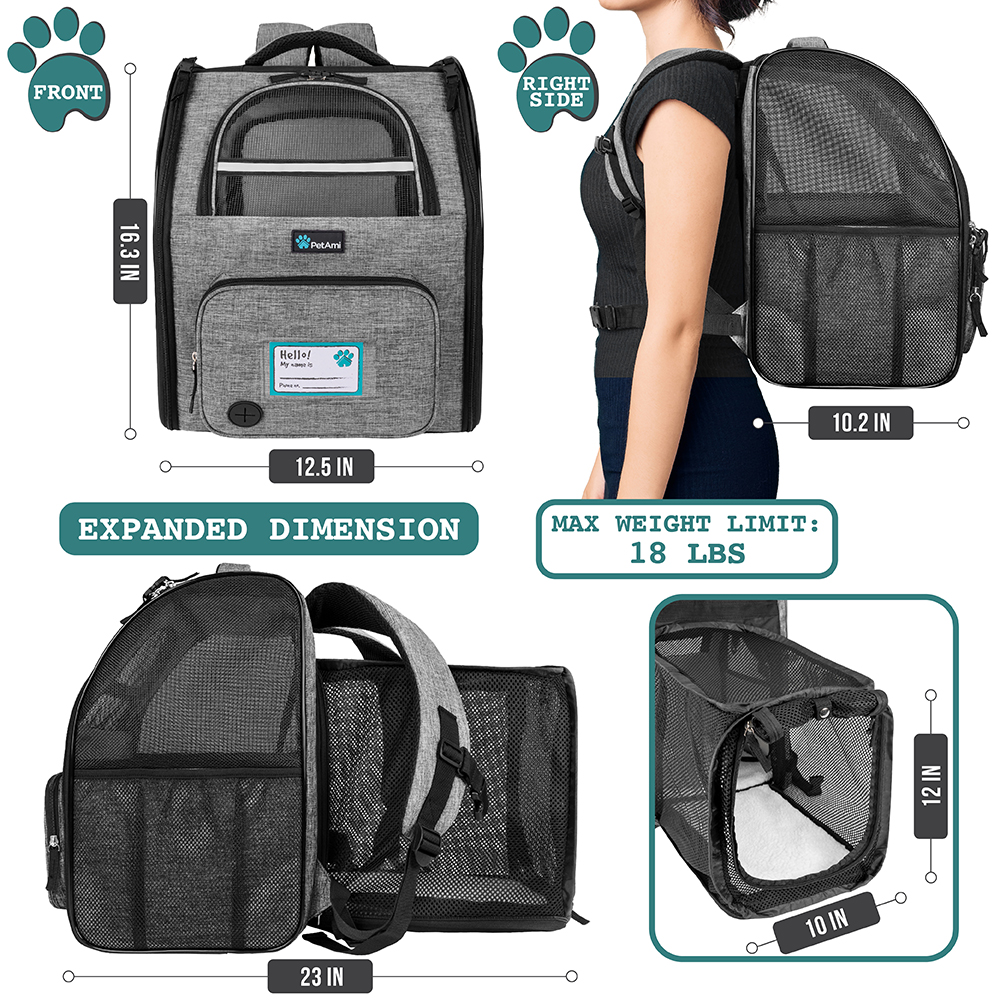 Cat Backpack Carrier Expandable with Breathable Mesh for Small Dogs Cats Transparent Design Top Opening Pet Backpack Bag for Hiking Travel Camping Hold Pets Up to 20 Lbs Pet Carrier Backpack 