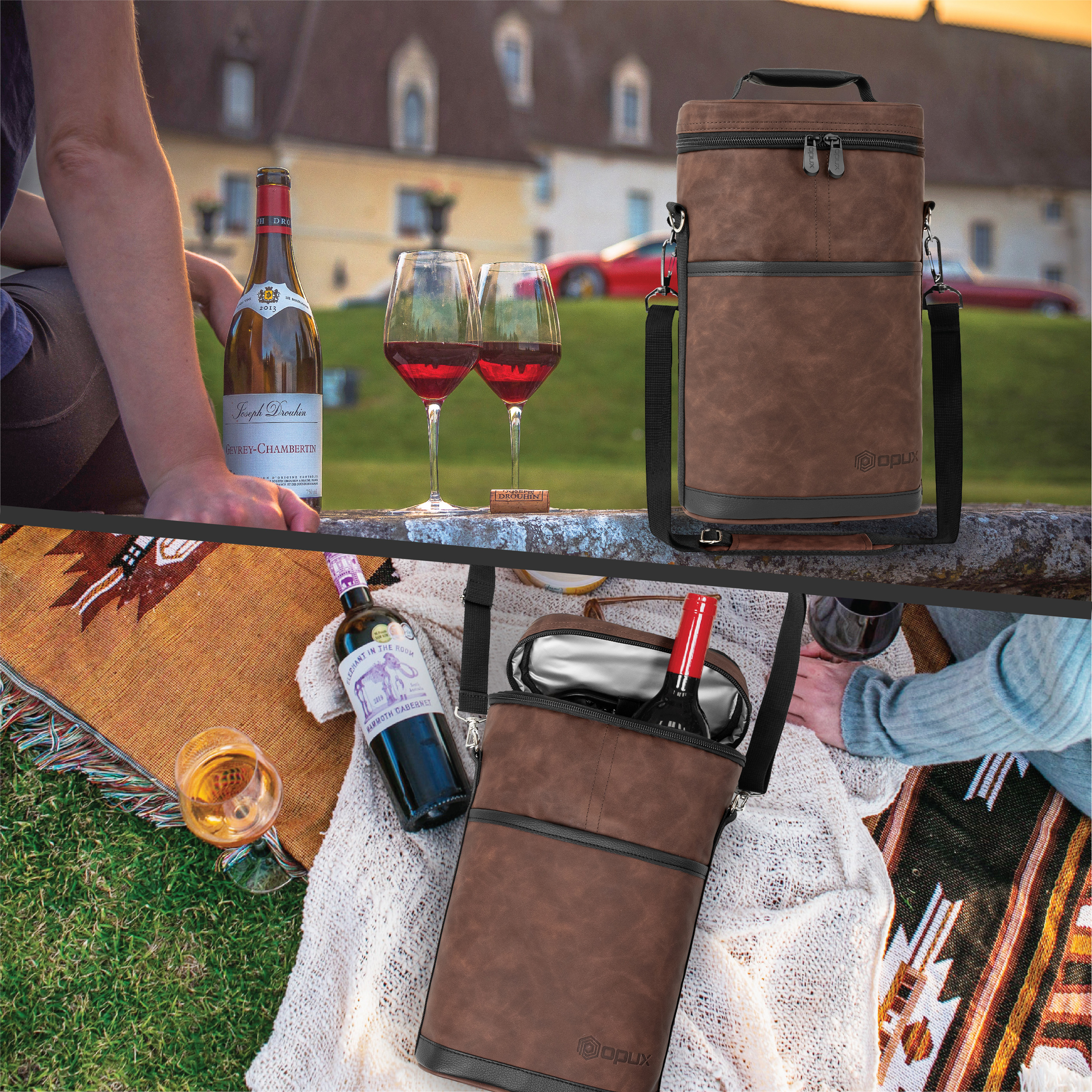 Insulated Wine Carrier Tote Bag Two 2 Bottle Padded Cooler Bag Travel Protection