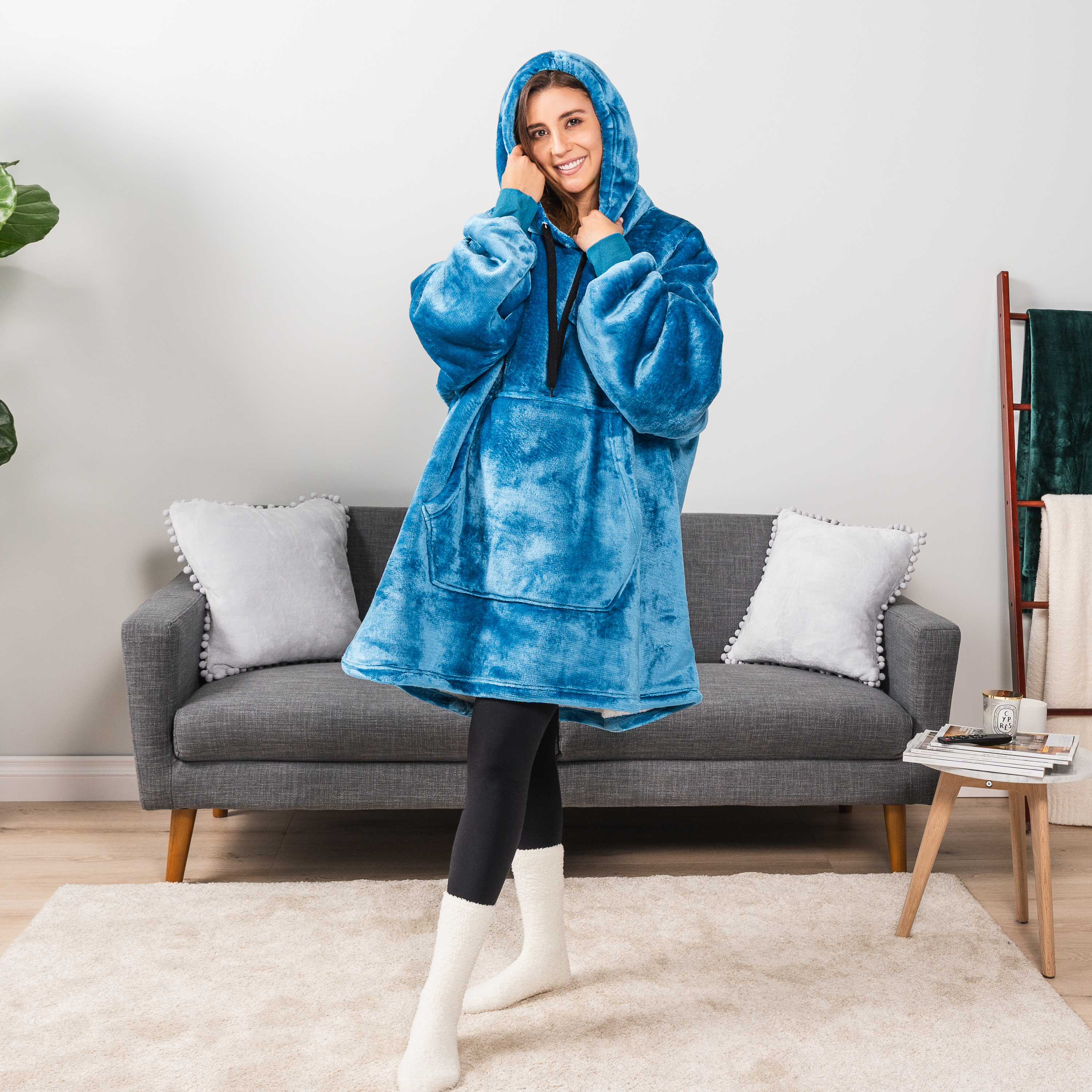 Blanket Sweatshirt Sherpa Plush Soft Comfy Fleece Oversized Hoodie Pocket Gift - Picture 104 of 117