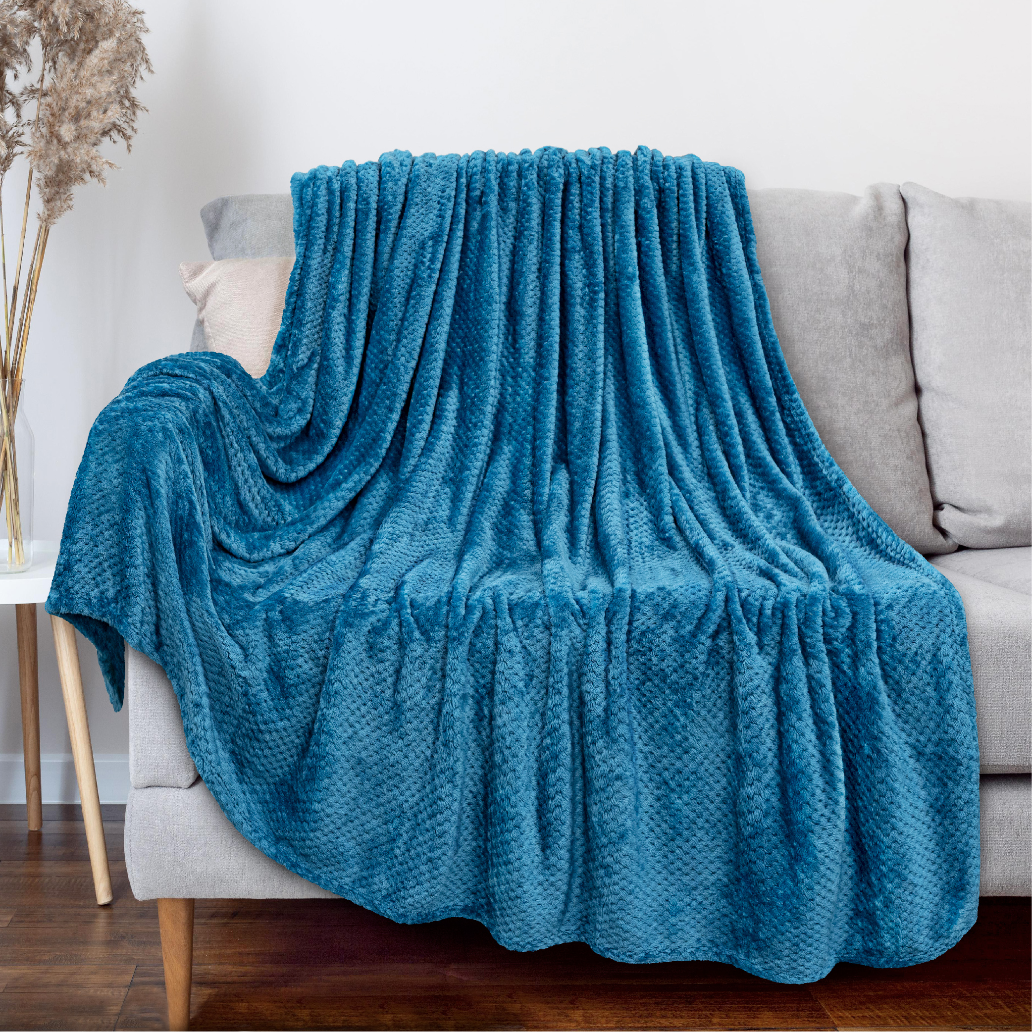 Throw Blanket for Sofa Couch Bed Lightweight Microfiber Polyester Waffle Pattern - Picture 172 of 190