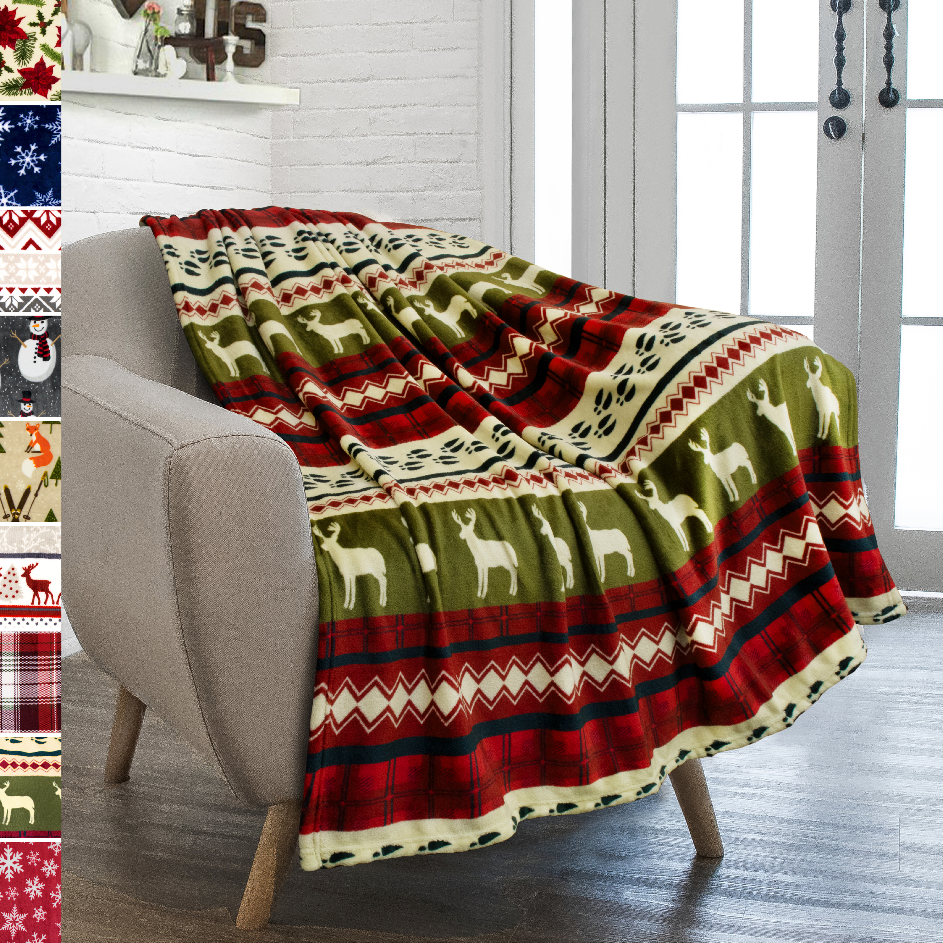 Soft Plush Winter Christmas Holiday Throw Blanket Great Gift !!! 50" X 60" 