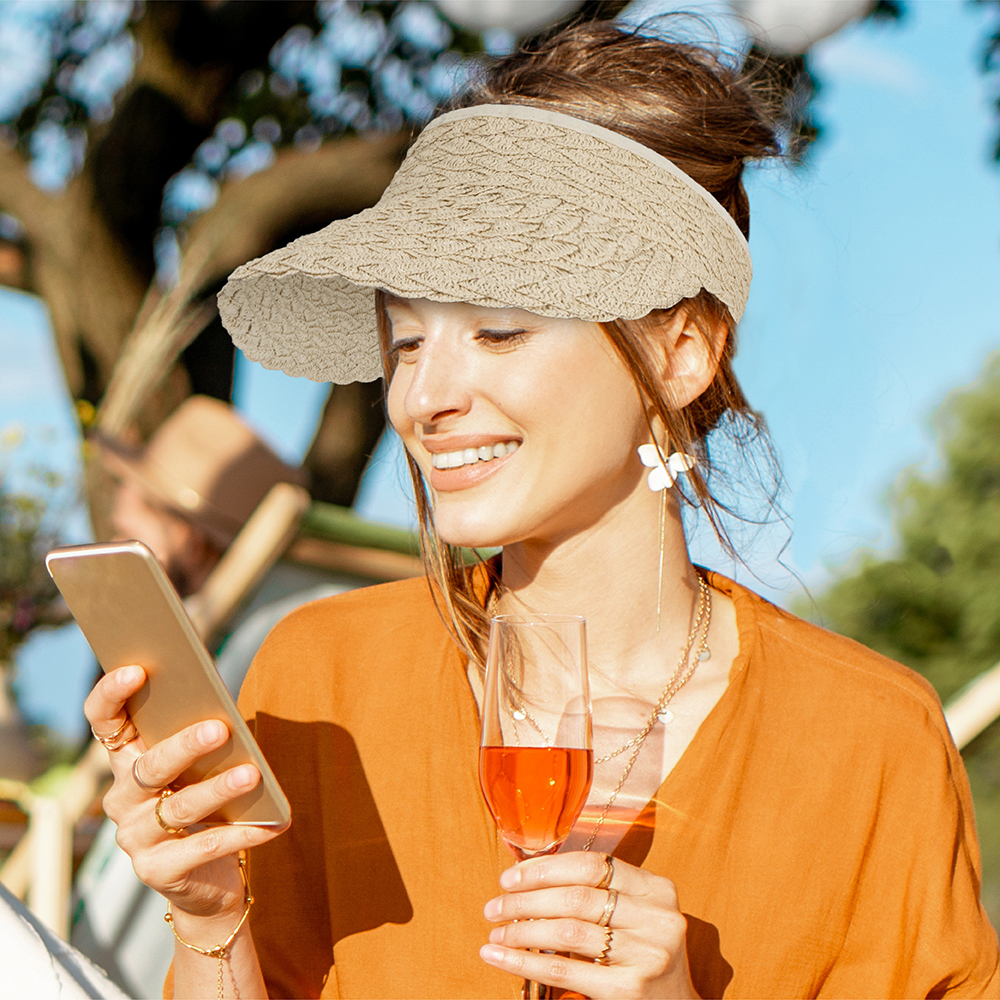 Sun Visor Hats for Women Wide Brim Foldable Summer Straw Beach Hat