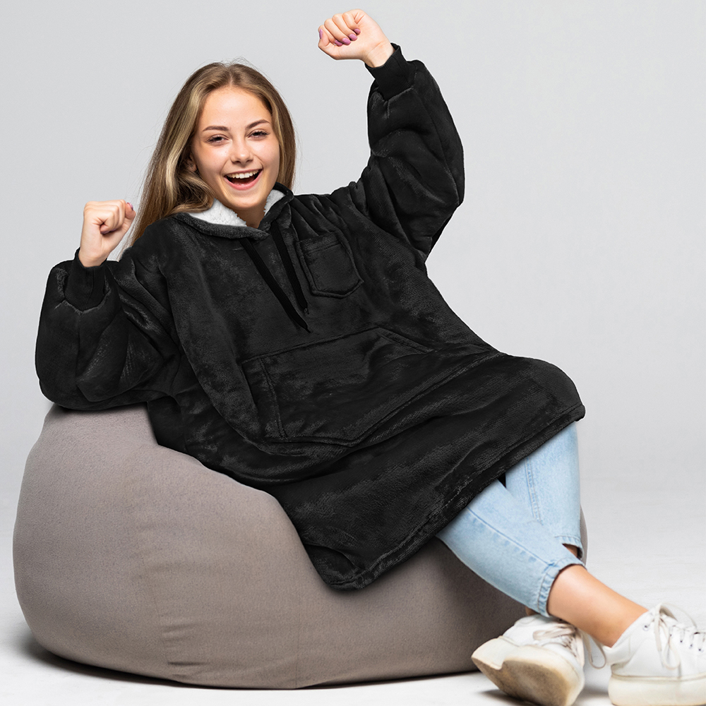 Blanket Sweatshirt Sherpa Lining Comfy Fleece Oversized Hoodie for Kids Teens JR - Picture 7 of 71