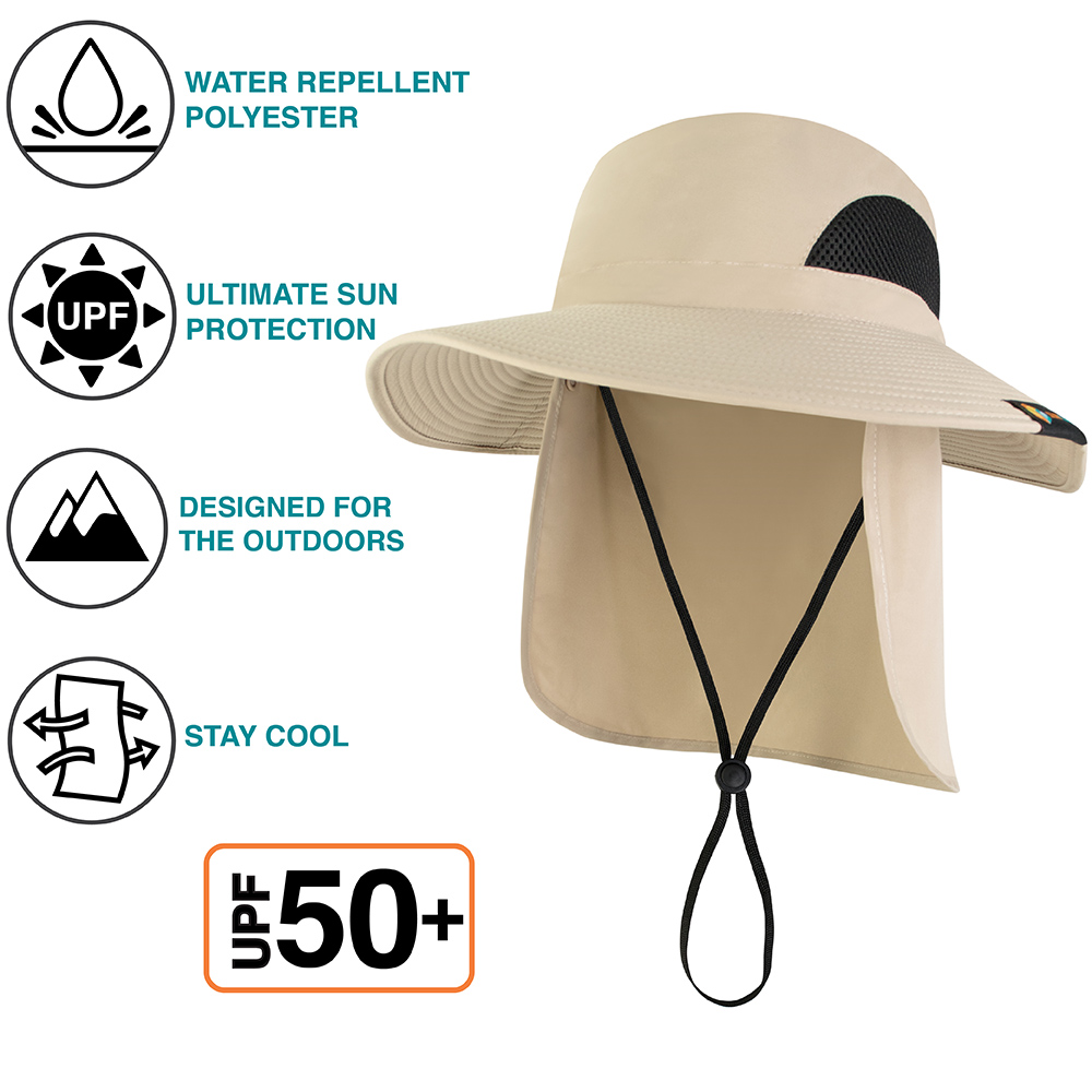 Boonie Sun Hat With Neck Flap UPF Face Cover Shade for Outdoors Fishing Hiking - Picture 38 of 43
