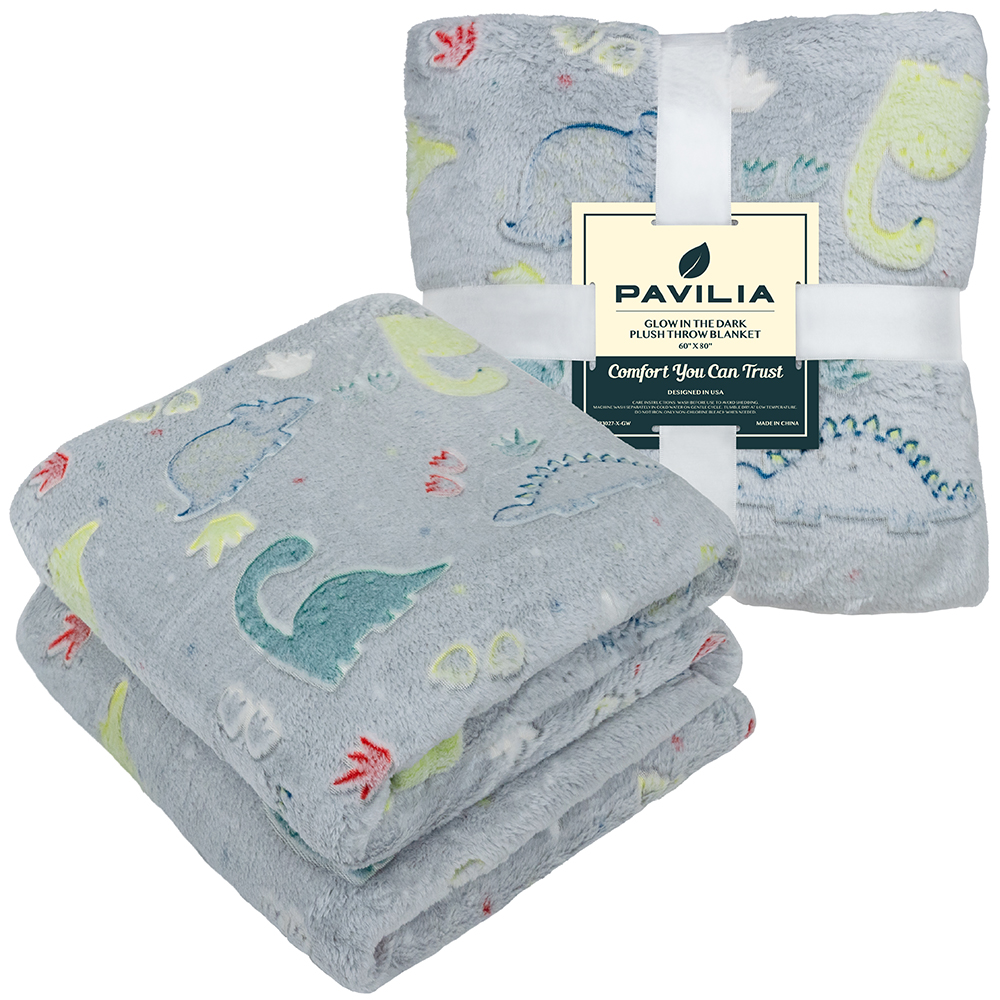 Glow in The Dark Throw Blanket for Kids Boys Girls Unicorn Dinosaur Space Stars - Picture 33 of 57