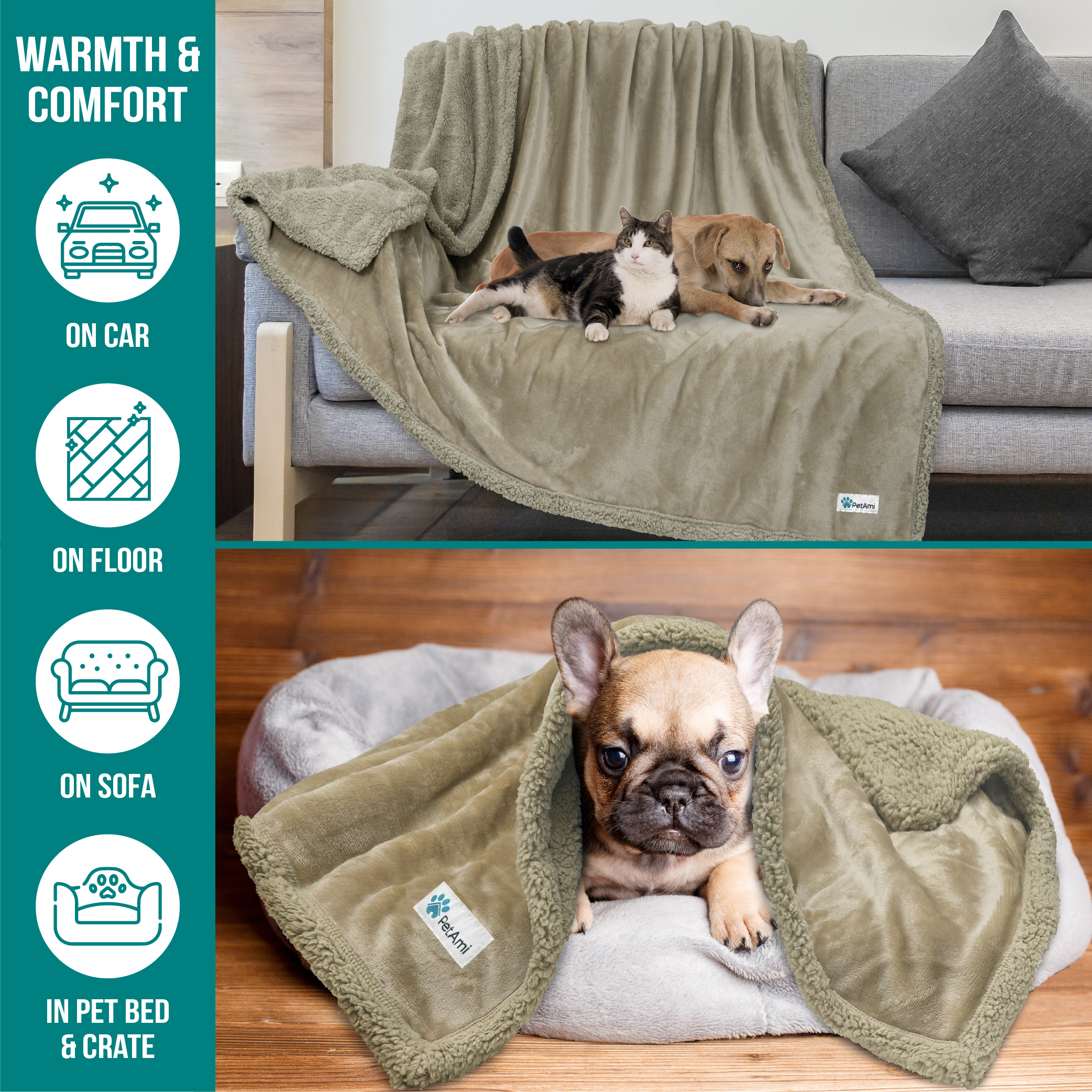Haustierdecke für kleine mittelgroße Hunde Welpen Katze Kätzchen wendbar weiches Fleece Sherpa - Bild 57 von 70