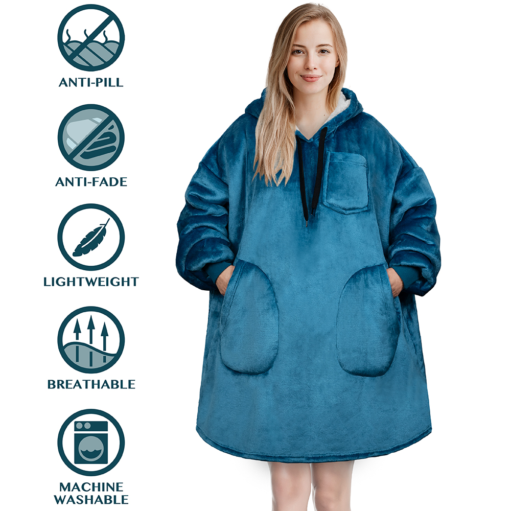 Manta Sudadera Sherpa Forro Felpa Suave Cómoda Vellón Gran Tamaño Sudadera con Capucha Bolsillo - Imagen 109 de 118
