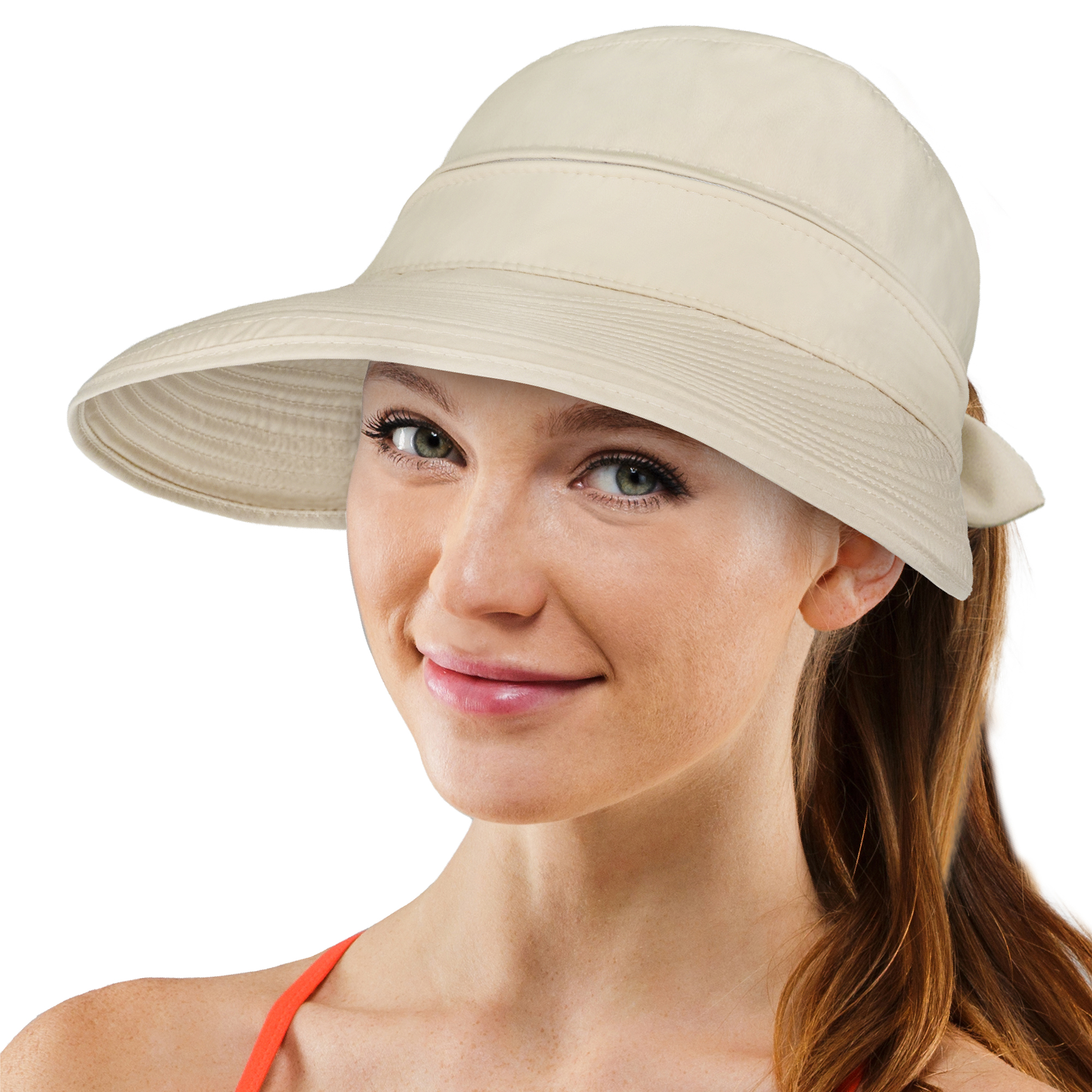 Sun Visor Hats for Women Wide Brim Straw Visors Womens Foldable Beach  Visors Summer Ponytail Beach Hat at  Women's Clothing store