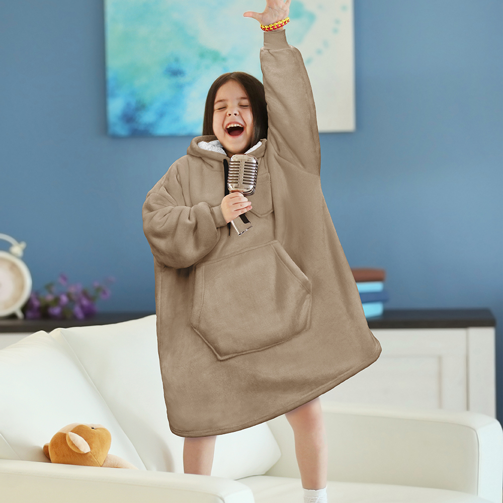 Blanket Sweatshirt Sherpa Lining Comfy Fleece Oversized Hoodie for Kids Teens JR - Picture 57 of 71