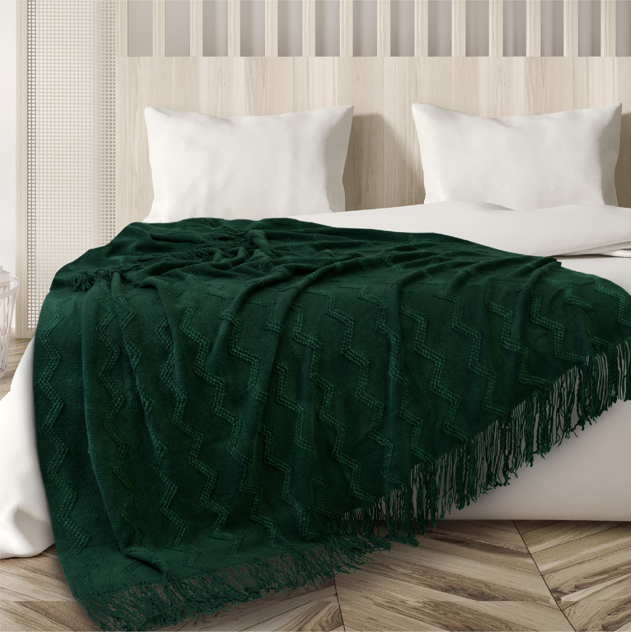 Textured Knitted Fringe Throw Blanket Decorative for Couch Sofa Bed Lightweight - Picture 44 of 142