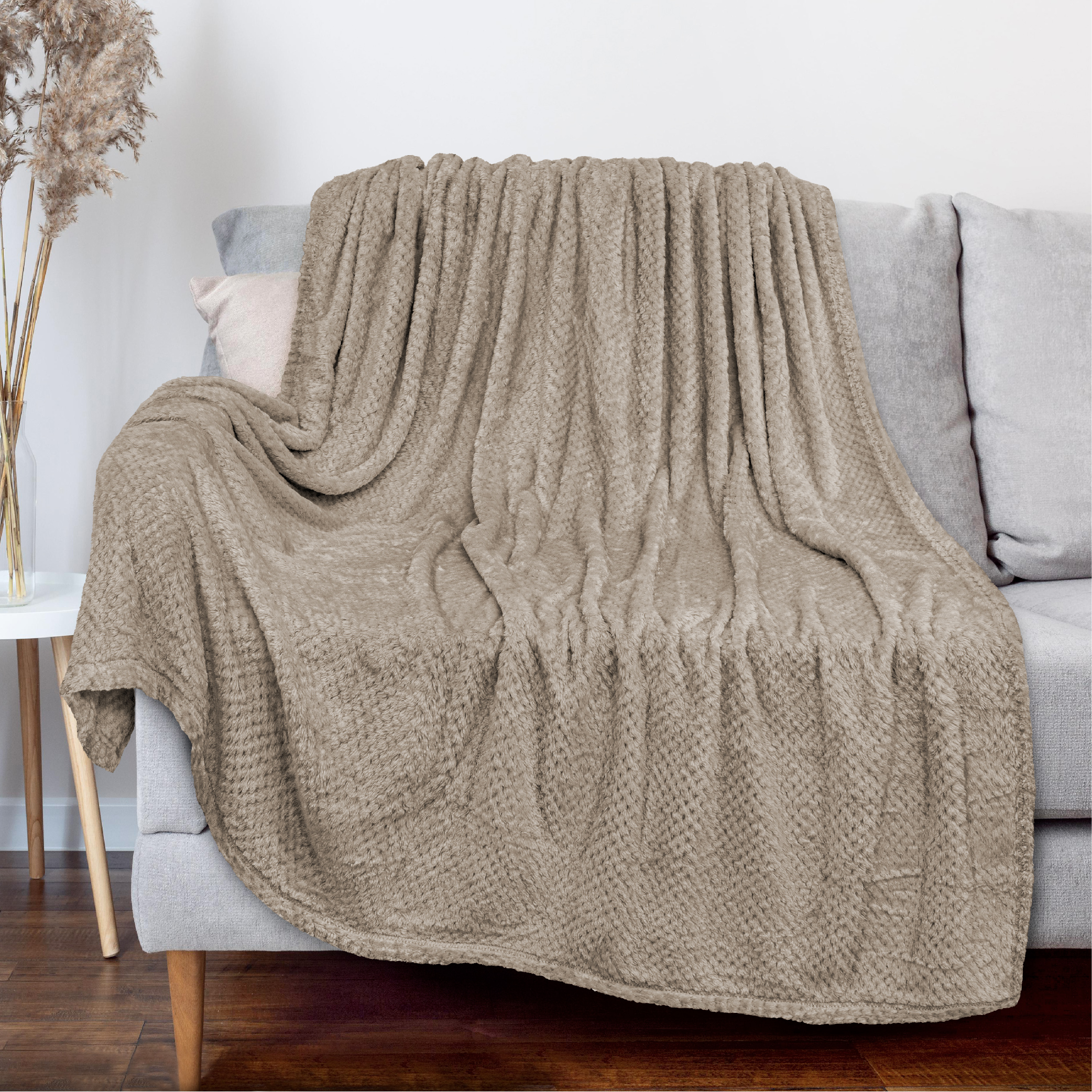 Throw Blanket for Sofa Couch Bed Lightweight Microfiber Polyester Waffle Pattern - Picture 164 of 190