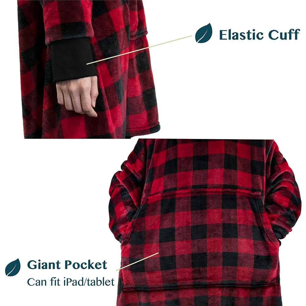 CÓMODA SUDADERA CON CAPUCHA Manta portátil con mangas con capucha bolsillo grande sherpa - Imagen 29 de 82