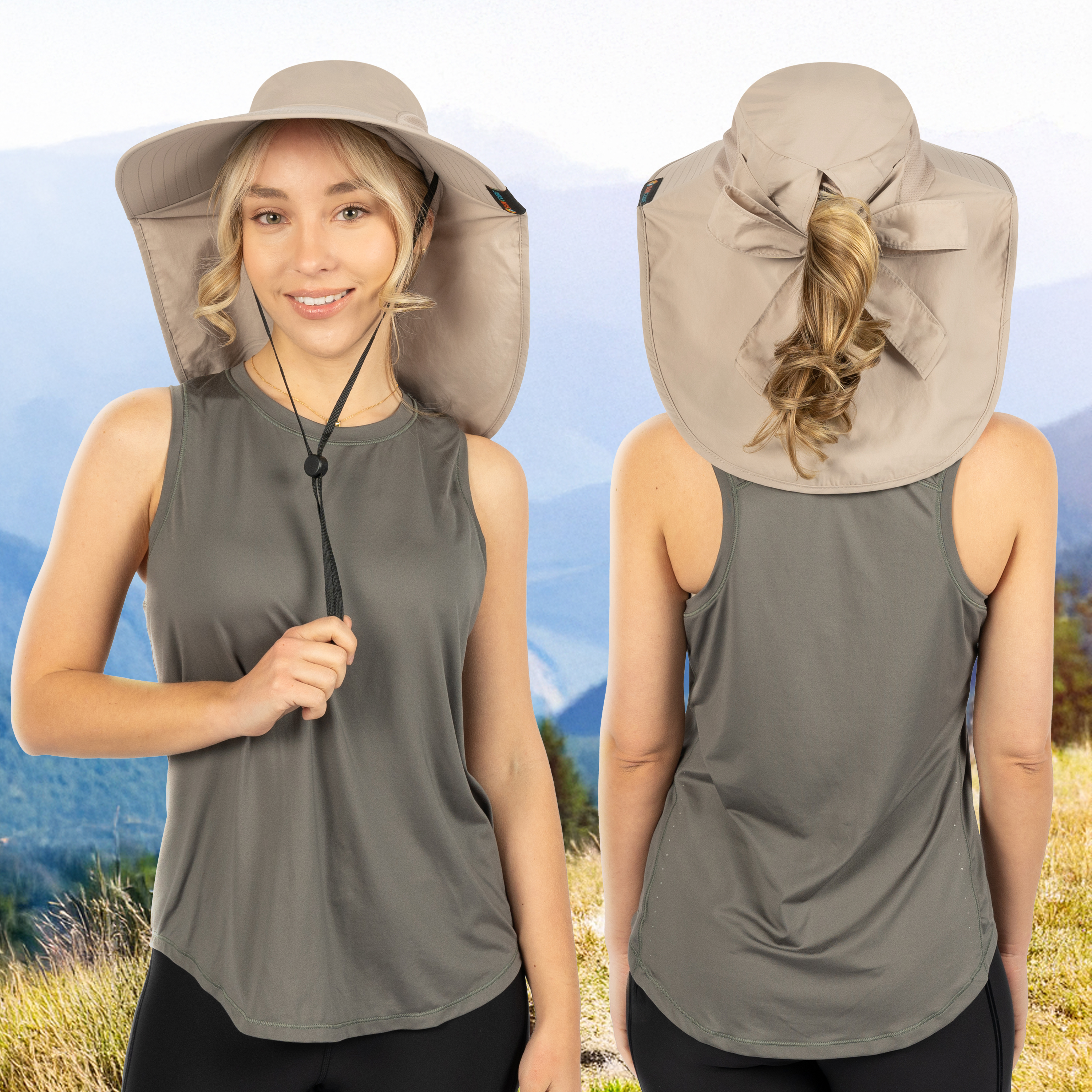 Sombrero para el Sol con Solapa para el Cuello Ala Ancha Sombrero para Senderismo 50+UPF Hombres Mujeres Pesca Safari FPS - Imagen 115 de 128