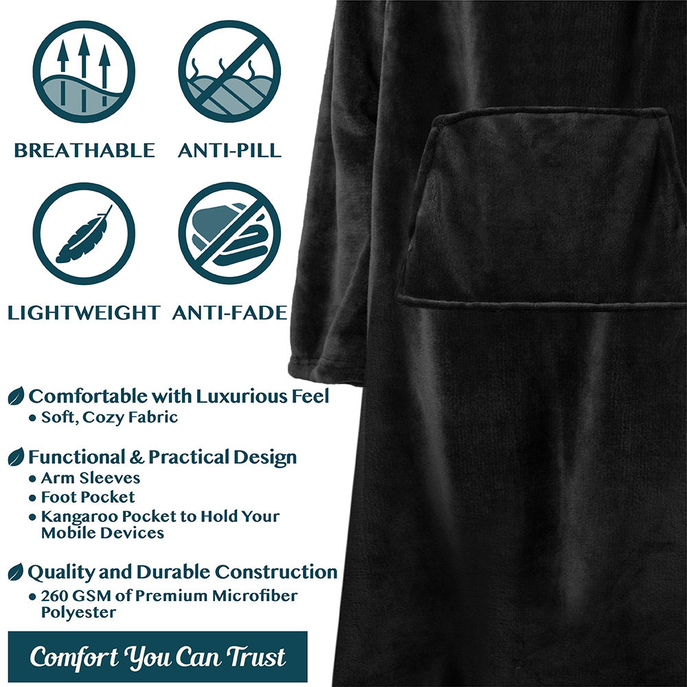 Tragbare Decke mit Fußtasche Ärmel Weich Fleece Wickel Sofa Couch TV Geschenke - Bild 5 von 192