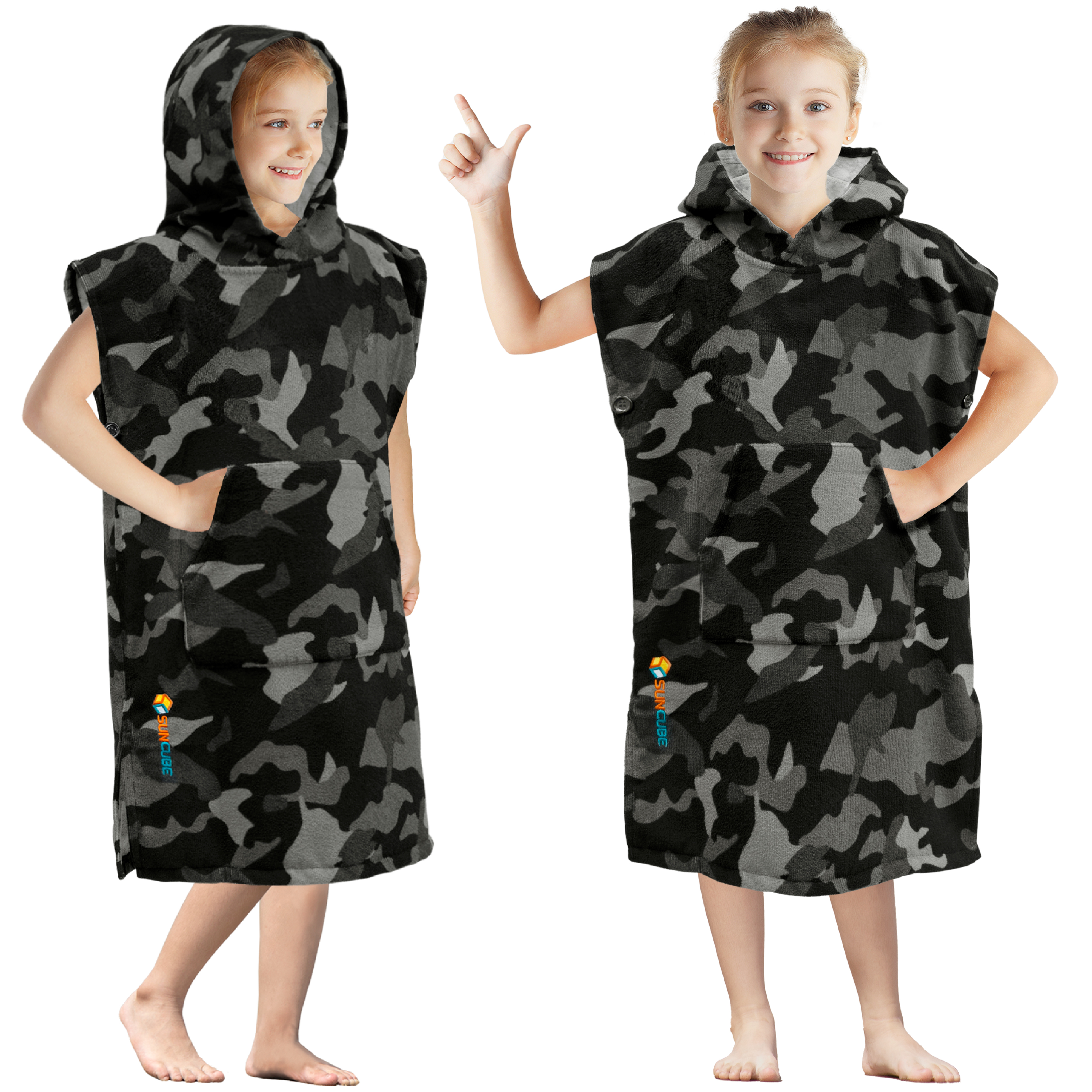 Kids Swim Poncho Hooded Towel Changing Robe for Swim Bath Towel 3-8 Boys Girls - Picture 9 of 71