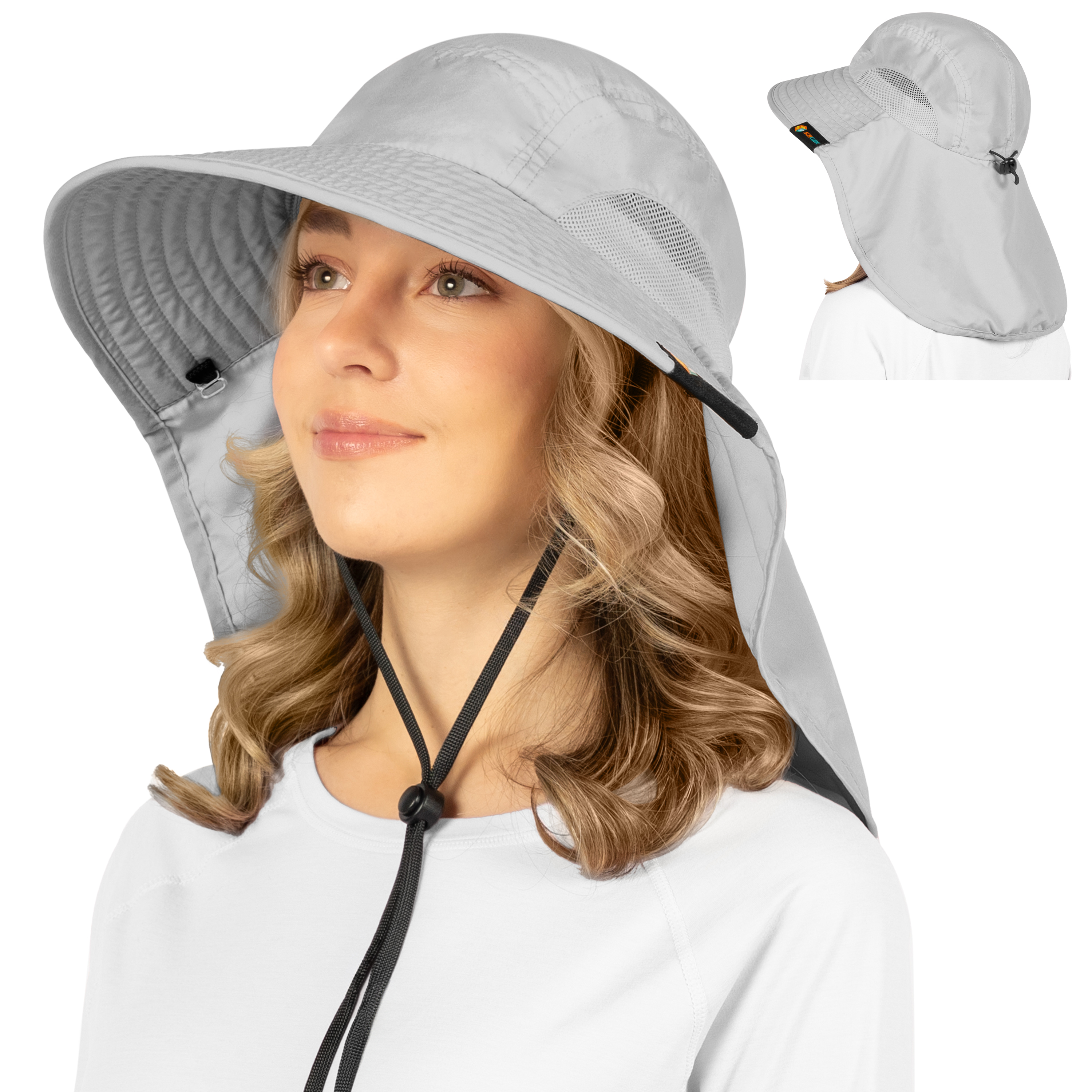 Sombrero para el Sol con Solapa para el Cuello Ala Ancha Sombrero para Senderismo 50+UPF Hombres Mujeres Pesca Safari FPS - Imagen 79 de 128