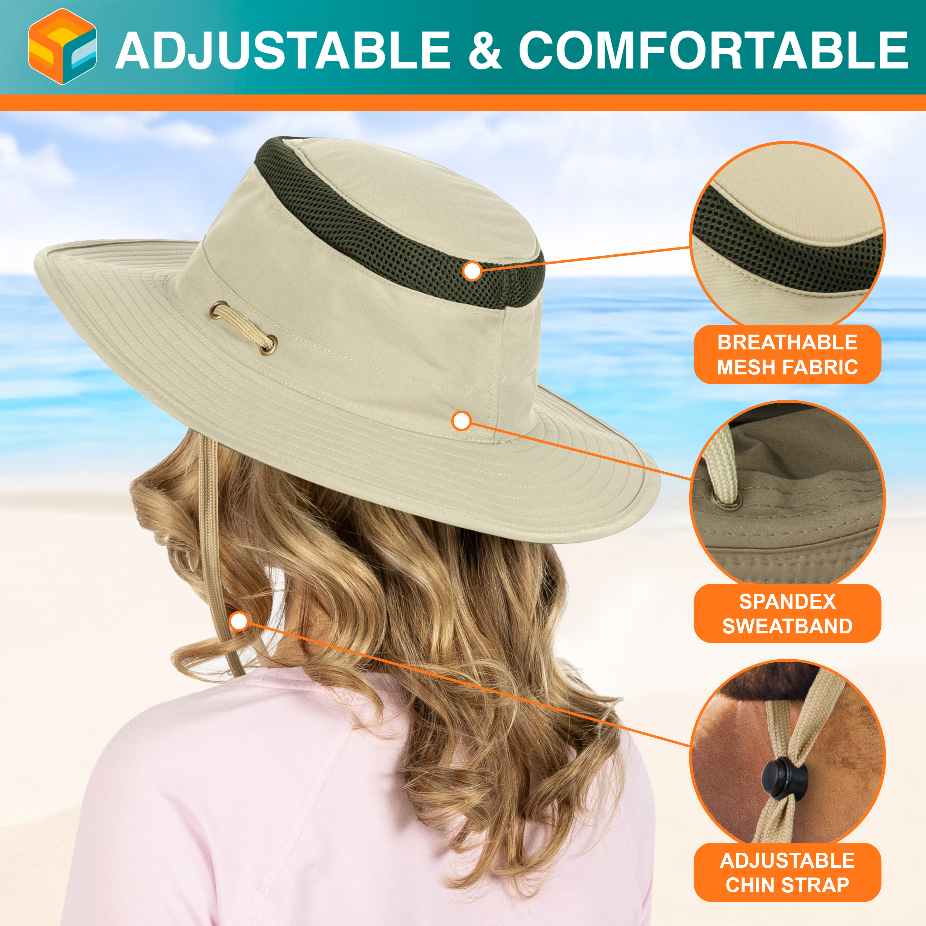 Wide Brim Sun Hat UV Protection Bucket Cap for Hiking Camping Fishing Safari Men - Picture 43 of 47