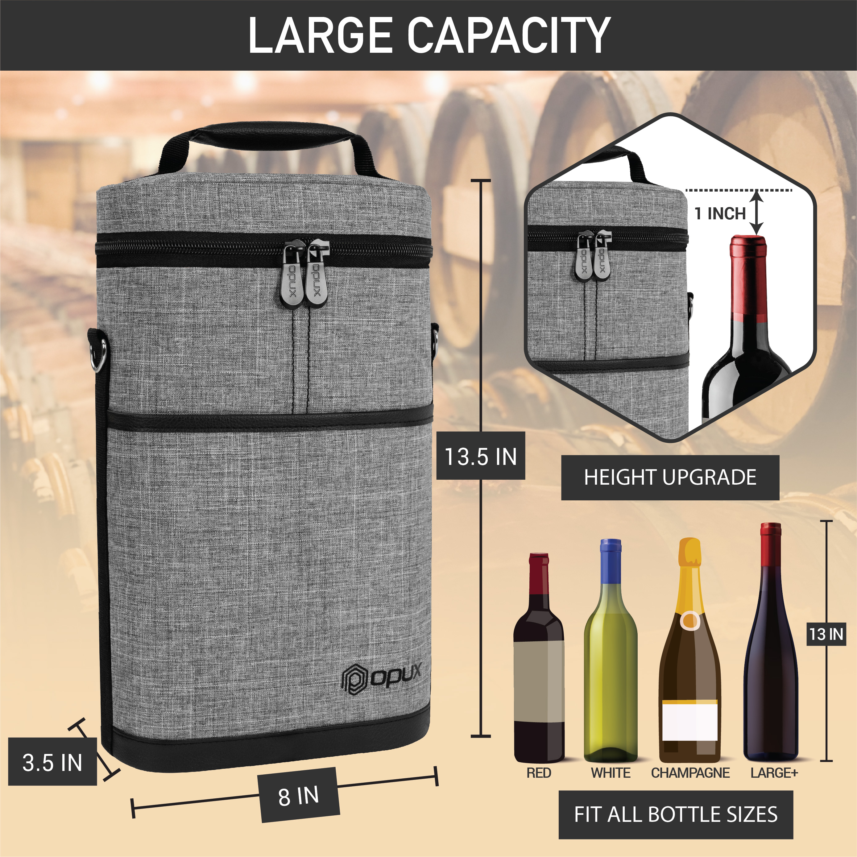 Insulated Wine Carrier Tote Bag Two 2 Bottle Padded Cooler Bag Travel Protection - Picture 45 of 85