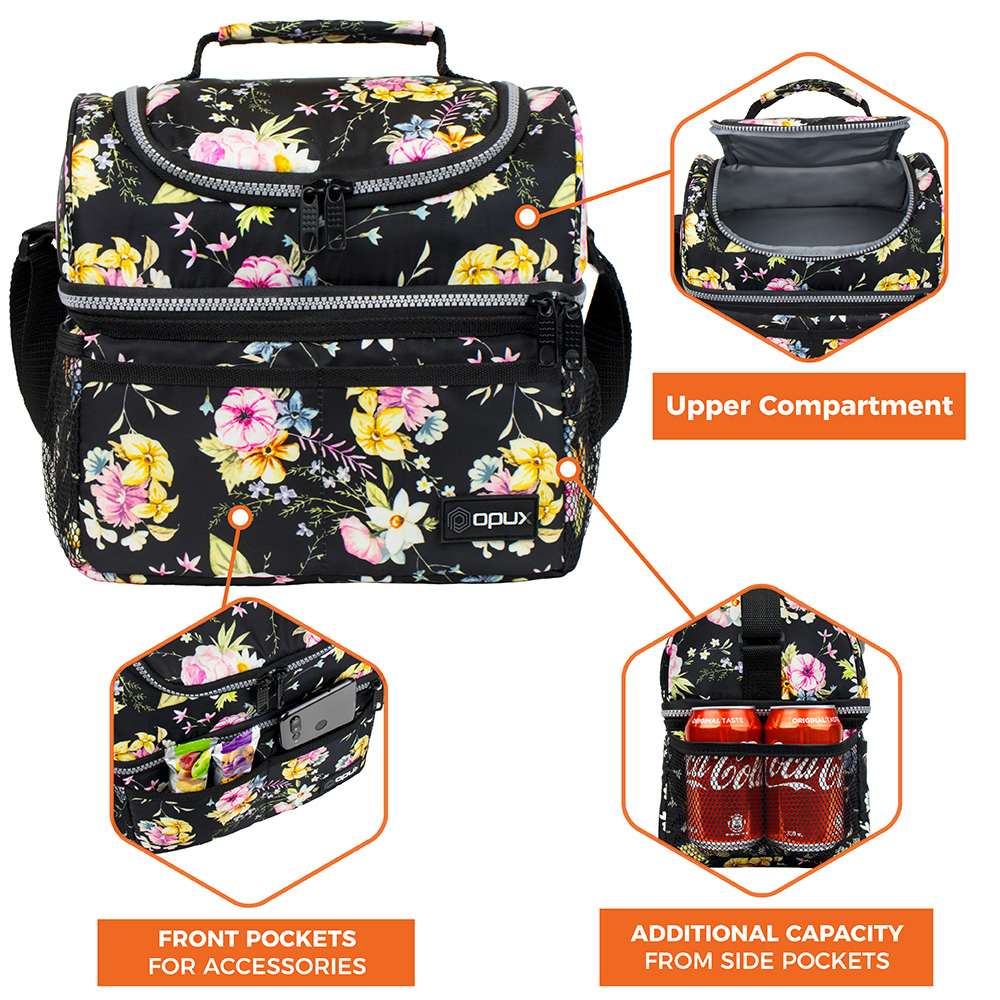 Insulated Lunch Bag Box for Women Men Kid Double Deck Cooler Hot Cold Adult Tote - Picture 12 of 81