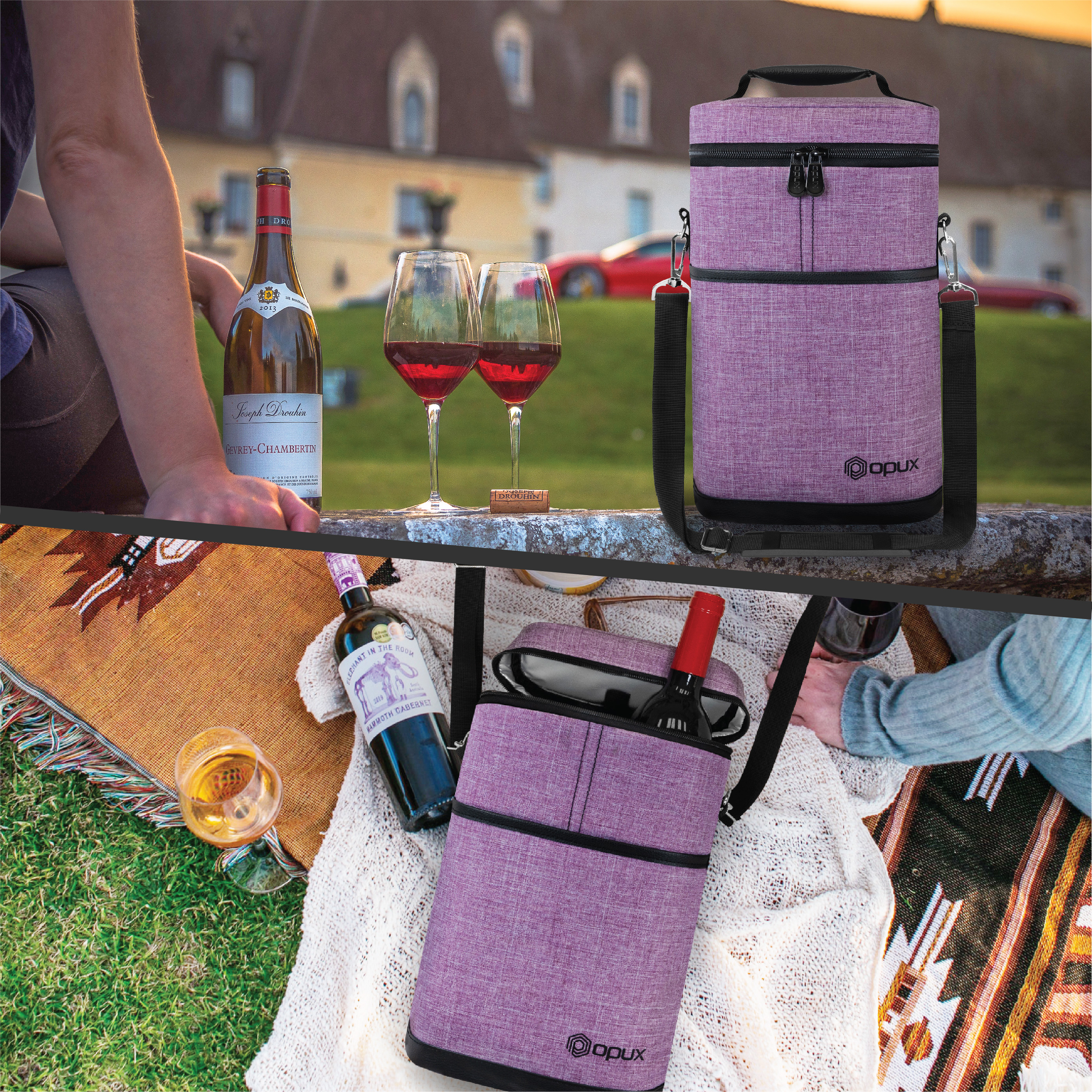 Insulated Wine Carrier Tote Bag Two 2 Bottle Padded Cooler Bag Travel Protection - Picture 66 of 85